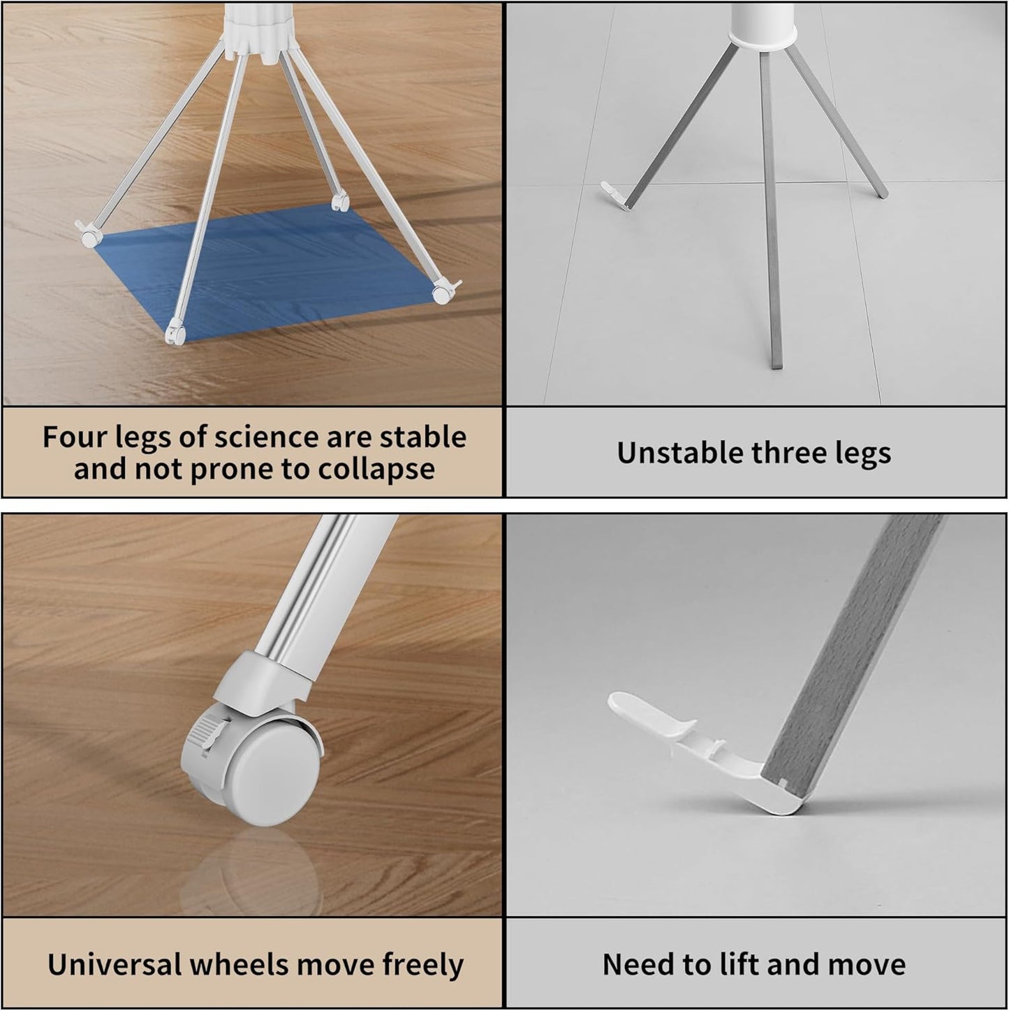 JOOM 4 Legs Double Layer Clothes Drying Rack, Garment Rack Portable and Foldable Space Saving Laundry Drying Rack - Drying Rack Clothing Floor Folding Balcony Bedroom Household Aluminum