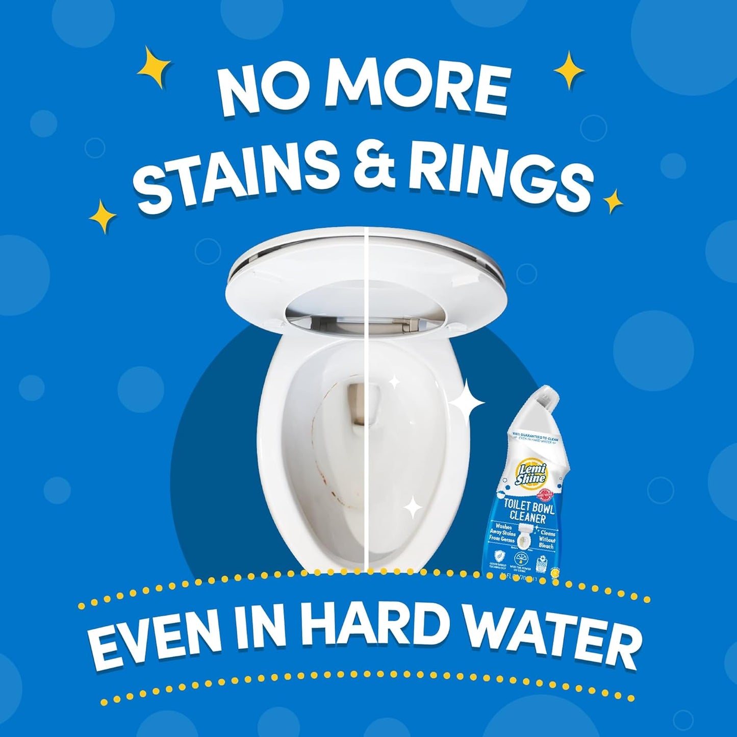 Lemi Shine Toilet Bowl Cleaner - Bleach-Free Toilet Cleaner - Removes Tough Stains and Odor - 24 fl oz (6 Pack)