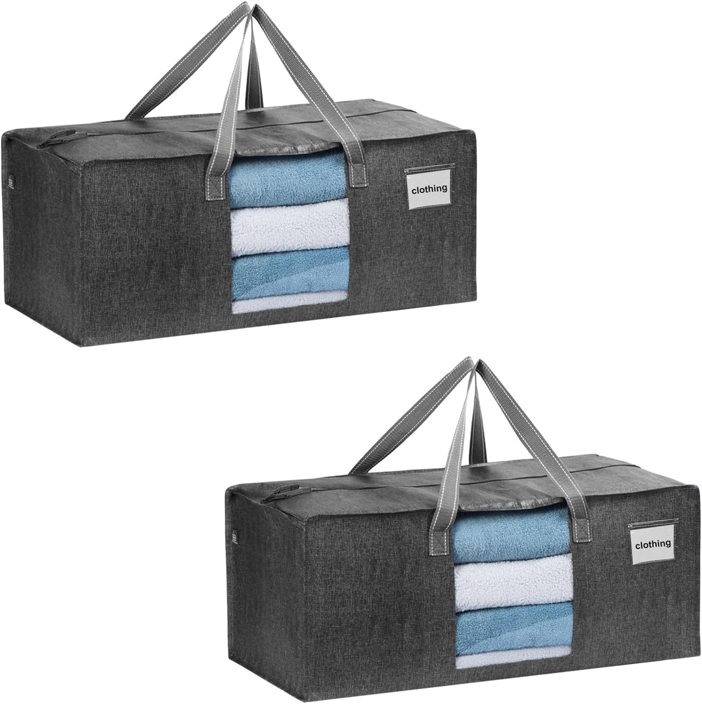 VENO 2 Pack Moving Bags Extra Large Storage Bags for College Move-In, Heavy-Duty Storage Totes, Packing Boxes, and Wardrobe Moving Supplies - Durable Laundry Bags for Clothes (Gray w/Window, 2 Pack)
