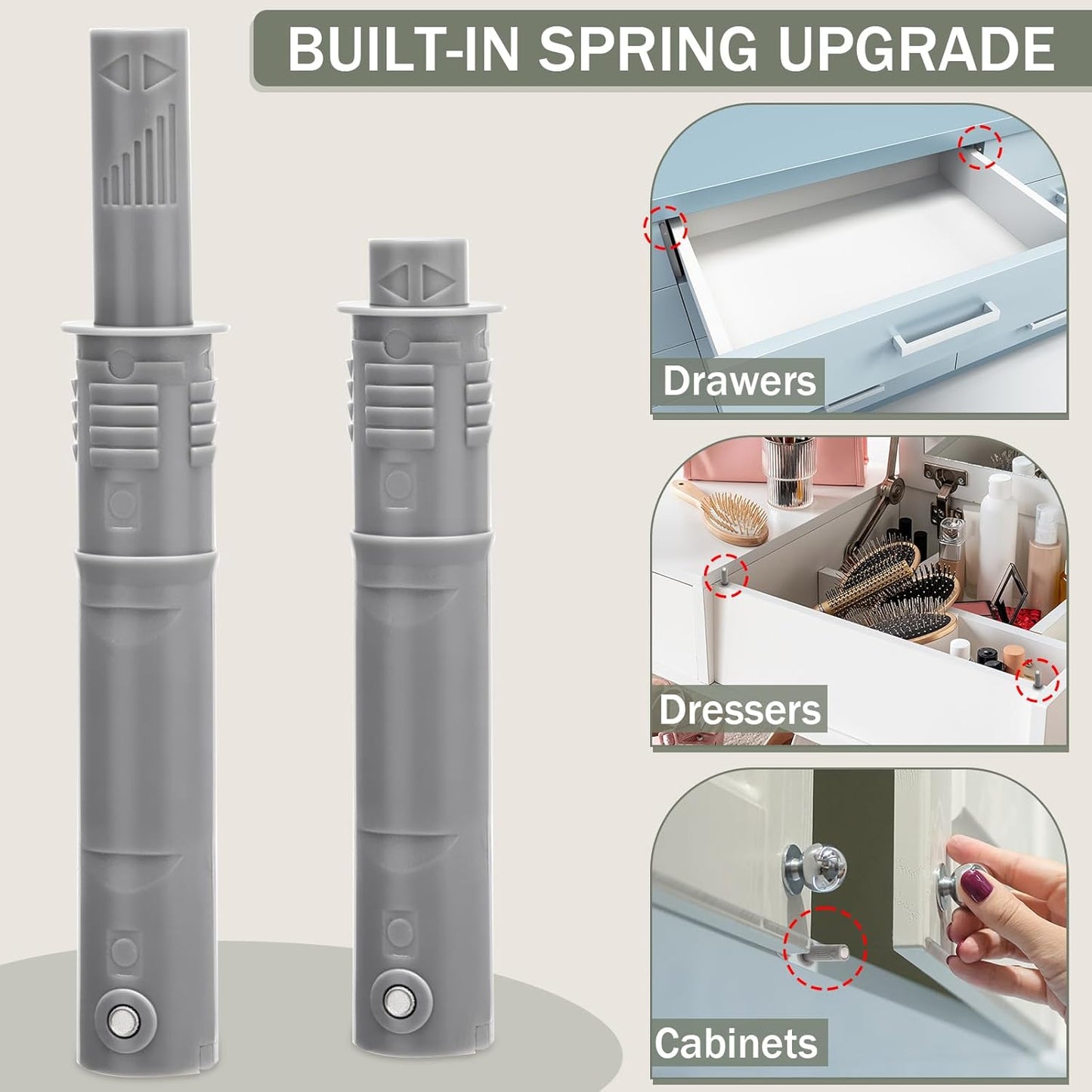 Lounsweer 50 Pack Magnetic Push Latches for Cabinet Door 2.87 Inches Short Push to Open Cabinet Hardware Pop up Lock Magnetic Latch for Closet Cupboard Wine Rack Dresser Drawer Sliding Door(Grey)