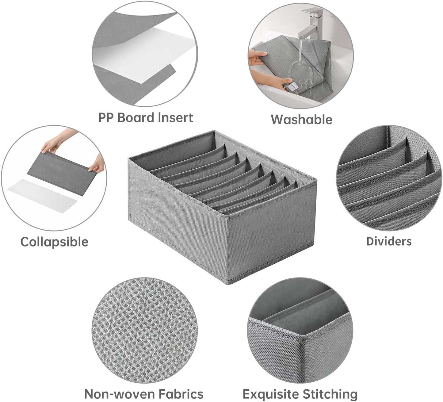 Coorganisers4 Packs T-shirt Drawer Organizers for Clothing,8 Grids Compartment Wardrobe Storage Box, Clothes Organizer for Folded Clothes, T-shirt, Legging-12.59''x9.05''x5.9