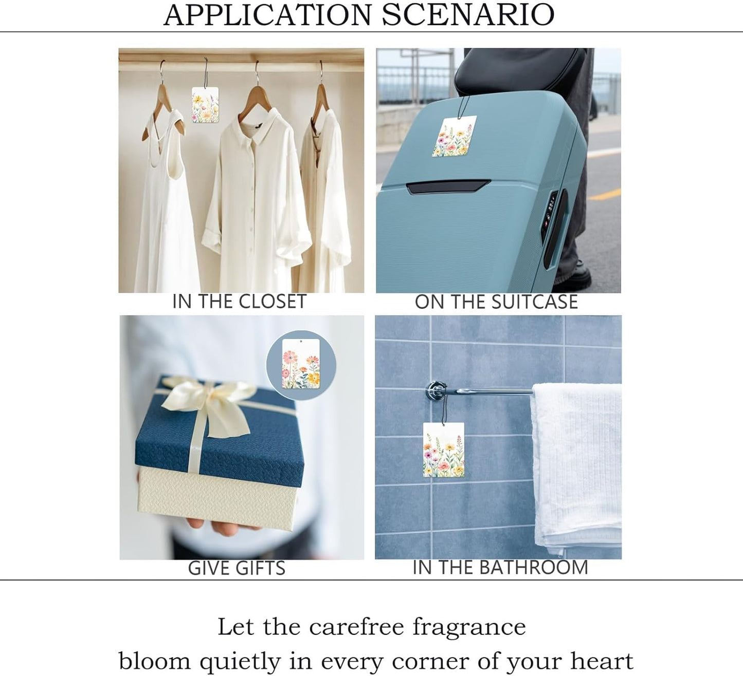 Watercolor Floral Car Air Freshener 4 Pcs, Rustic Cottagecore Flower Hanging Scents Air Freshener for Women Girls Gifts, Cute Aesthetic Scented Car Accessories Decor for Room Closet Drawer