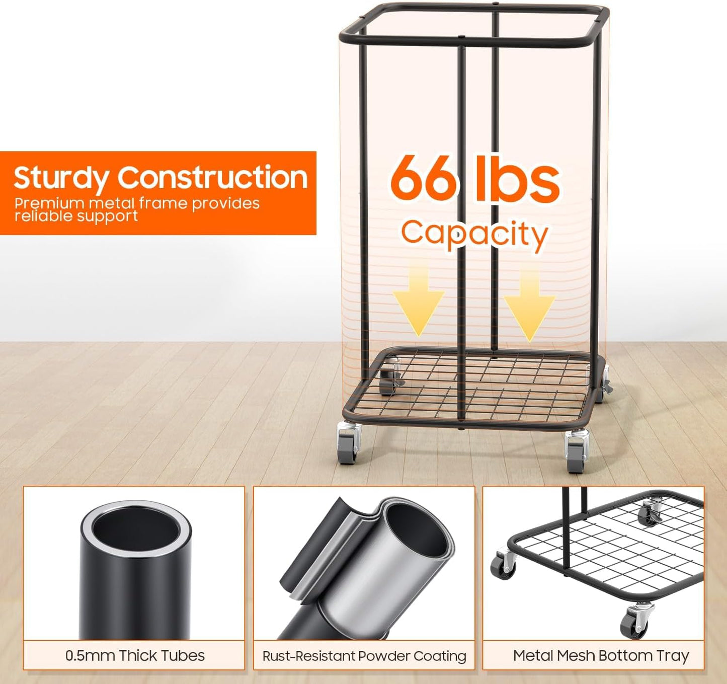 150L Laundry Hamper with Wheels, Rolling Laundry Basket with Metal Frame and Removable Bag, Large & Tall Dirty Clothes Hampers for Bedroom Aesthetic, Laundry Room, Bathroom, Dorm-Green