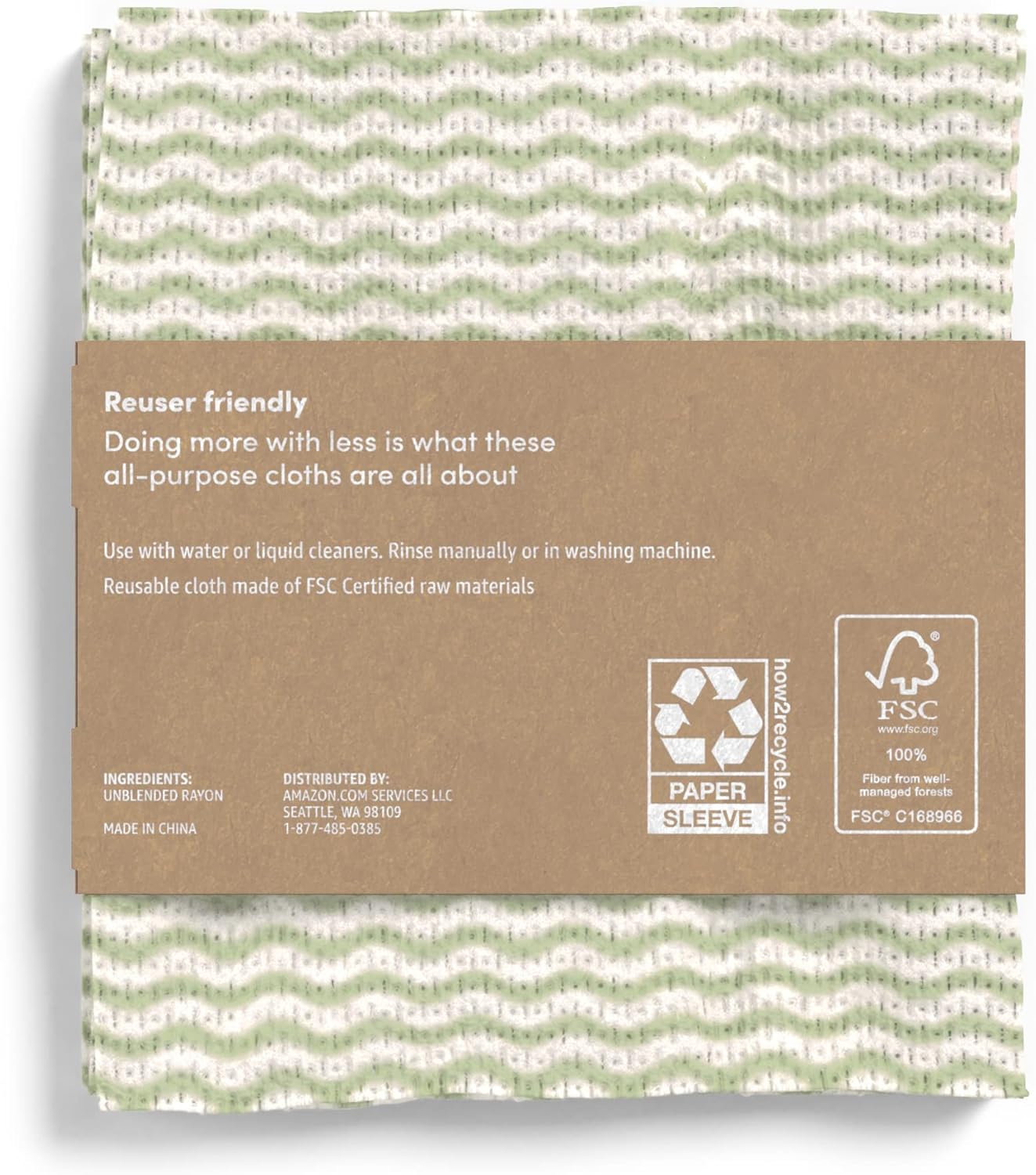 Amazon Aware All Purpose Cleaning Cloth, 8 Count, Pack of 2 Green, 13 x 15 Inch