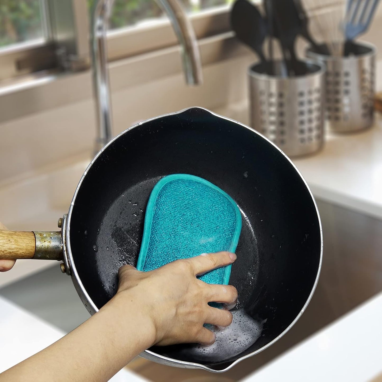 10 Pack Kitchen Dish Sponges Scrubber Non-Scratch Multi-Purpose Dishcloths, Sponge Along with Heavy Duty Scouring Power - Effortless Cleaning of Dishes, Pots and Pans