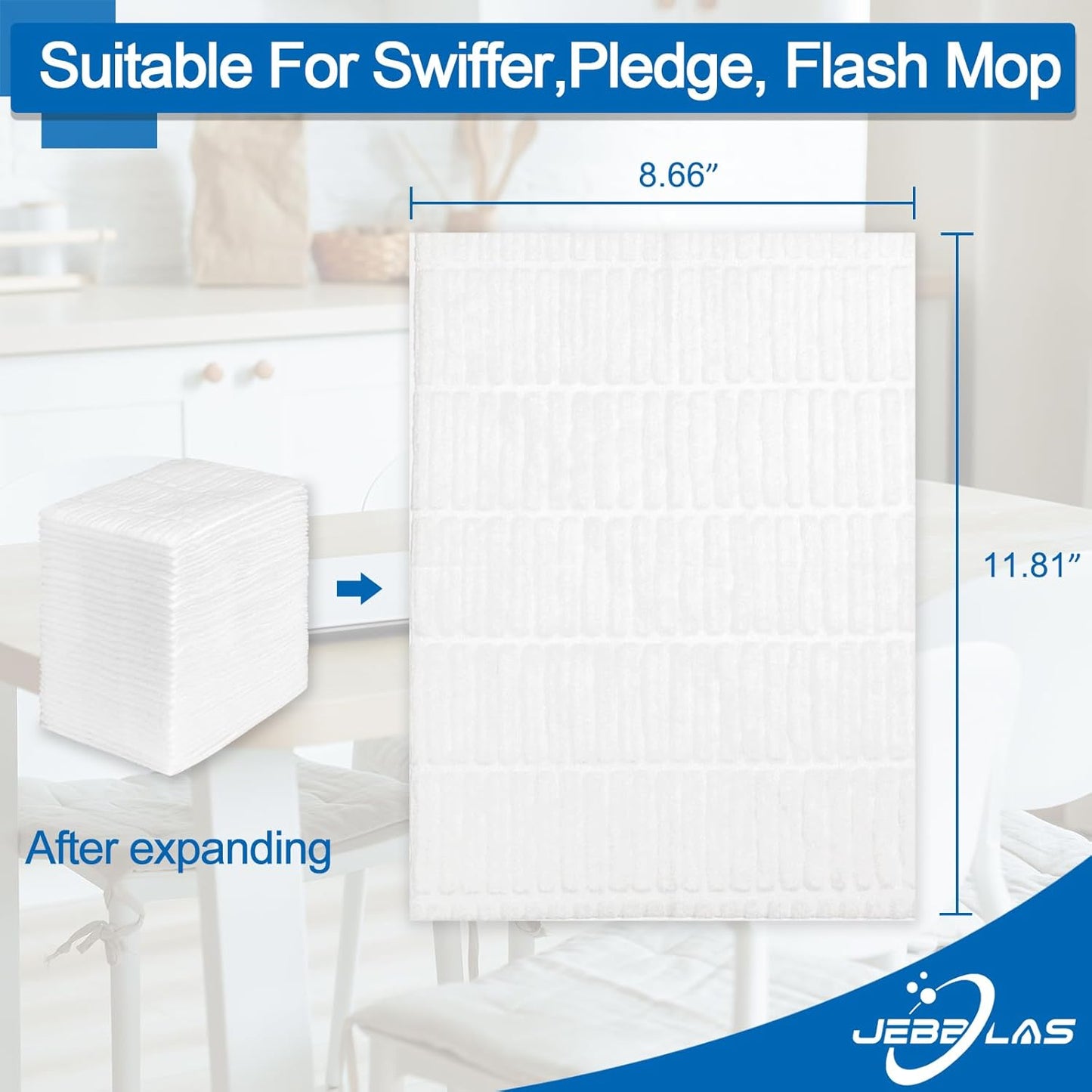 JEBBLAS Disposable Mop Cloth Dry Sweeping Pad for Floor Mop Sweeping Cloths Multi Surface Refills, 120 Count