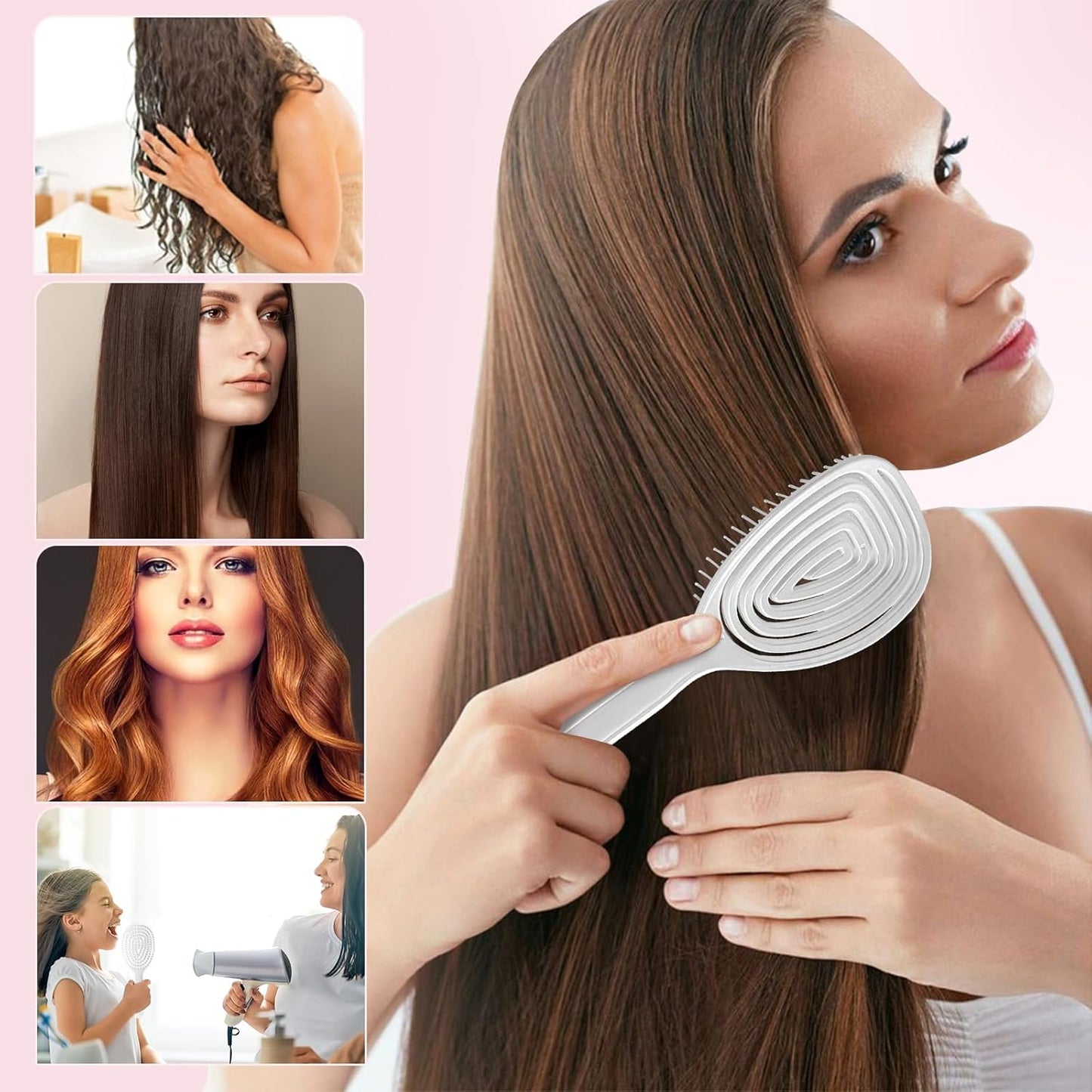 Shower Squeegee for Glass Doors, Bathroom Squeegee for Shower, Window Squeegee - Silver Comb and Squeegee Set for Hair Care and Glass Cleaning, by LTLUTU