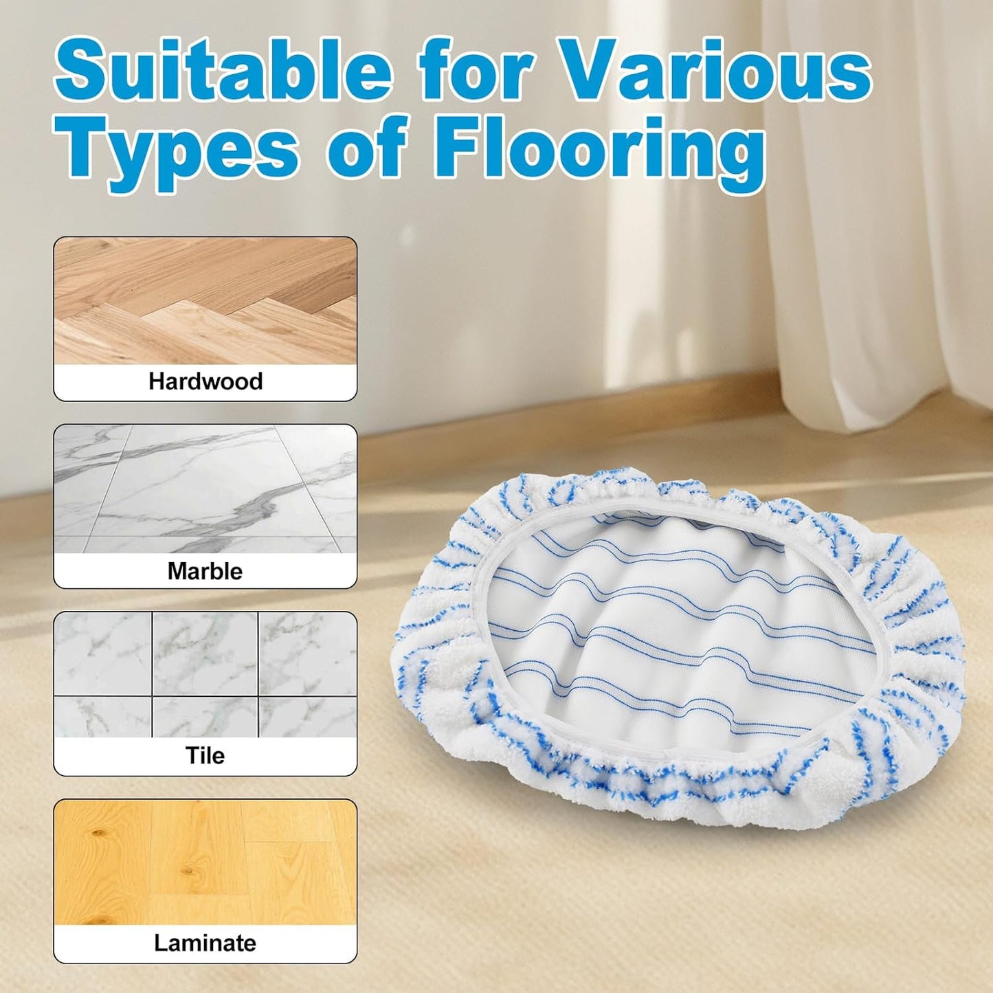 5 Pack Mop Heads Replacements for Ocedar Hardwood Floor 'N More Microfiber Mops,Terry Cloth Mops Refills 15 x 8 Flat Dust Mop Pads for O Cedar mop, Washable & Reusable Mopping Pads