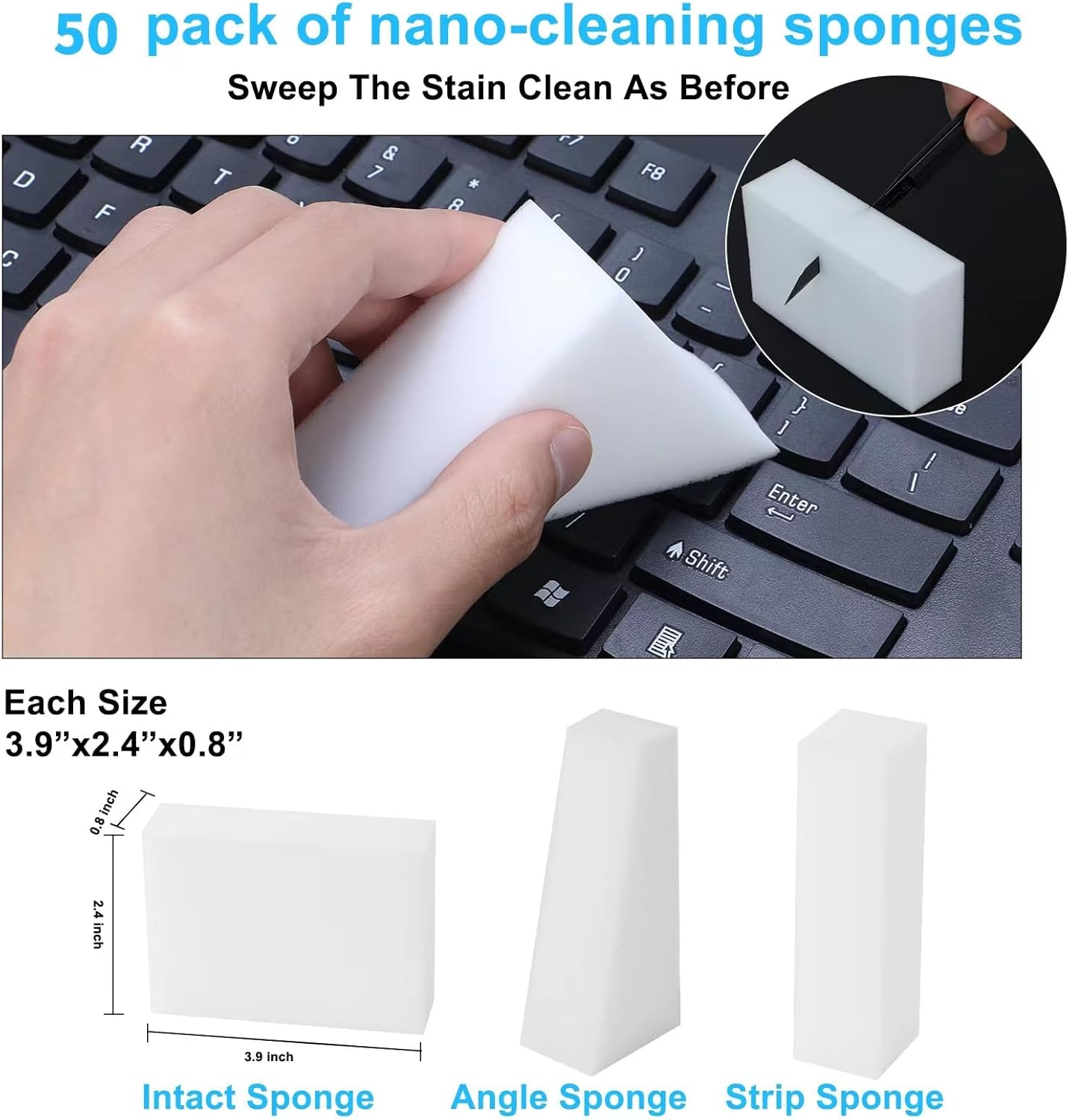 Magic Sponge Eraser,Multi-Functional Household Cleaning Kitchen Dish Sponge for Furniture (2X-100)