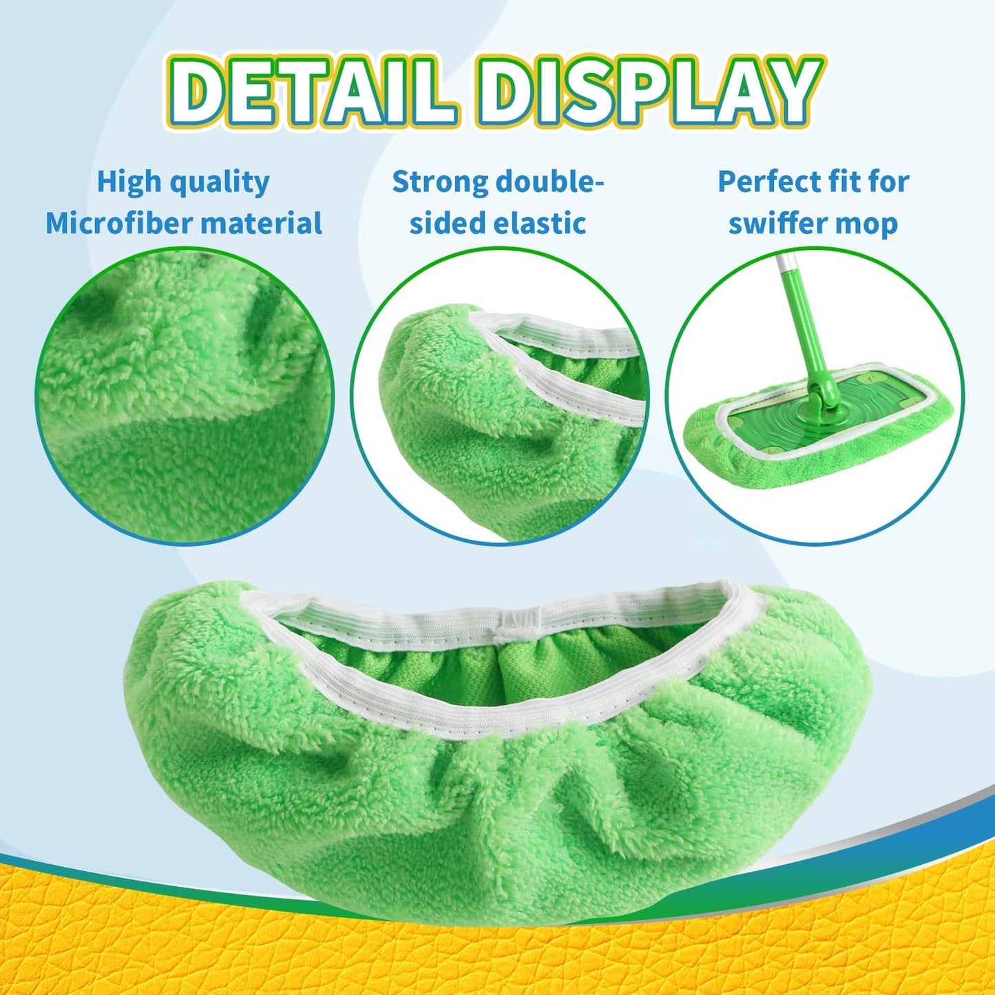 3 Pack Reusable 100% Coral Fleece Mop Pads Compatible with Swiffer Sweeper, Wet and Dry Flat mop Cover, Washable Pads Refills for Hardwood/Surface Floor Cleaning (Mop is Not Included)