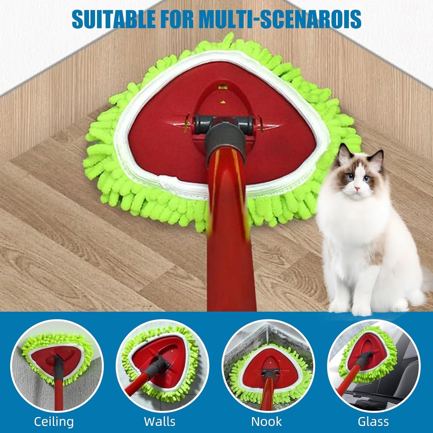 Mop Heads Replacements Compatible with Ocedar RinseClean 2-Tank System 3 Pack Spin Mops Refill Microfiber Chenille for O Cedar Dry Wet Cleaning All Hard-surfaced Floors Machine Washable