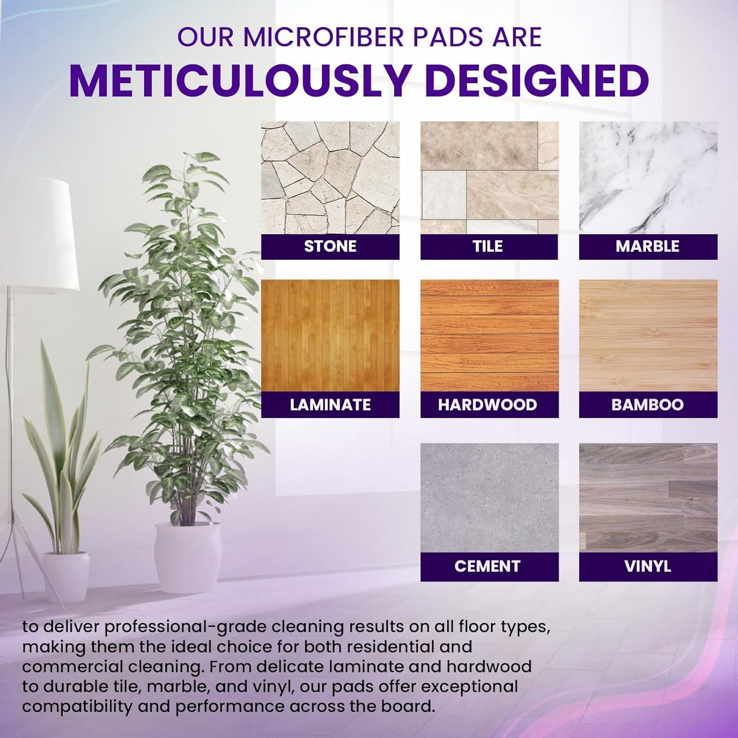 6pcs of Universal 11-inch Velcro Type Reusable Floor Mop Pads Compatible with Swiffer Wet Jet Refills Machine Washable Thick Microfiber Wet Pads for Hardwood and Household Cleaning Supplies (6pcs)