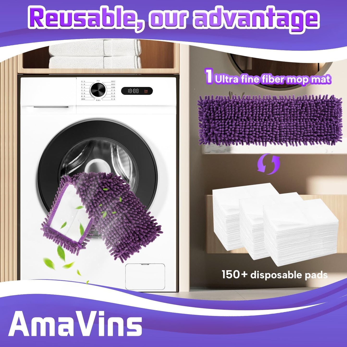 2 Pack Pet System Microfiber Sweeping Pad for Bona Mops, Reusable Pet Replacement Mop Pad for Multi-Surface Floors, 18 Inch Washable Cleaning & Dusting Pads, Attracts & Picks Up Pet Hair