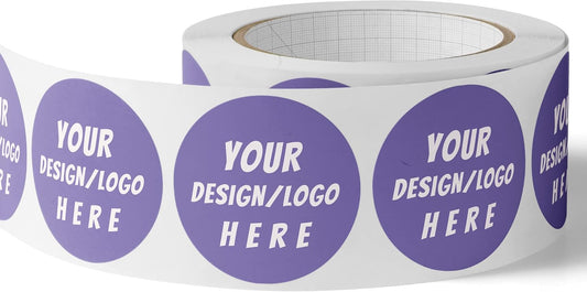 150 Custom Circle/Square BOPP Roll Labels- Personalized Stickers for Business Logo, Party, Wedding Favor, Baby Shower-Any Design Text + Image, Matte/Gloss Finish (2.5 Inch Circle)
