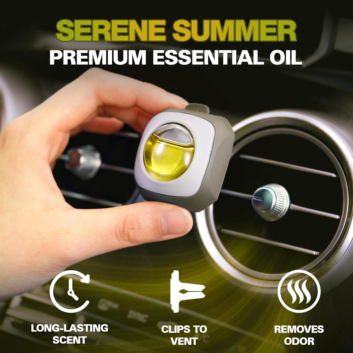 Air Jungles Serene Summer Scent Car Air Freshener Clip, 6 Vent Clips, 4ml Each, Long Lasting Air Freshener, Up to 180 Days Car Refresher Odor Eliminator