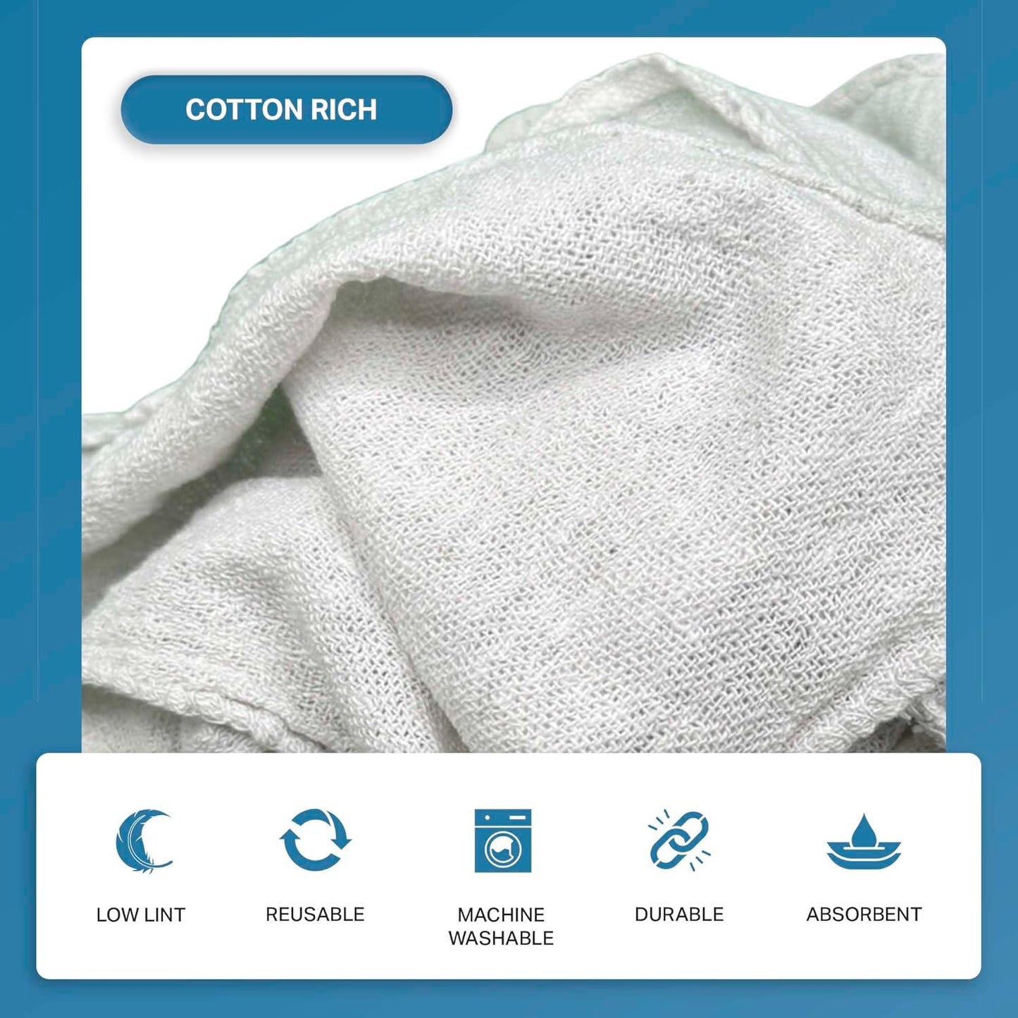 Angel-in-Armor Shop Towels (14”x14”) – 500 Unit Box of Lint-Free Cotton Shop Towel Cleaning Rags – Durable Shop Rags for Auto, Garage, Industrial, and Commercial Use