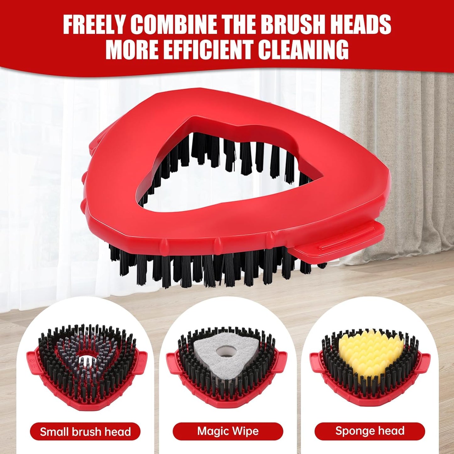 2 Pcs Spin Mop Replacements Scrub Brush and 1 Mop Base with 6 Pcs Scouring Pad Compatible with Cedar EasyWring 1 Tank System，Including 6Pcs Scouring Pad + 12Pcs Heavy Duty Scrub Sponge