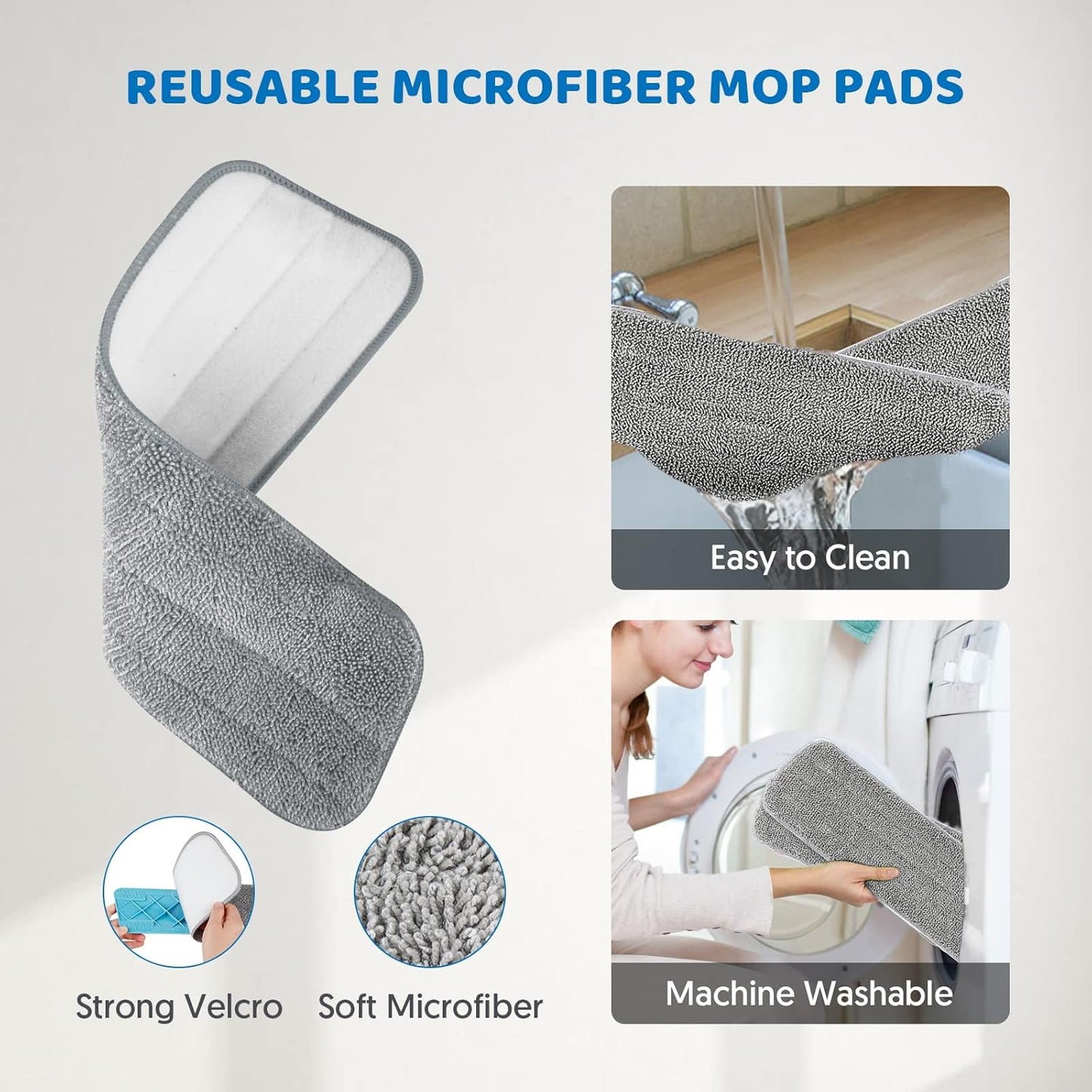 Spray Wet Mops for Hardwood Floor Cleaning - MEXERRIS Microfiber Dust Dry Mops with Spray 4 Reusable Washable Pads- Hardwood Floor Mop 2 Bottles Commercial Home Use for Laminate Wood Vinyl Tiles