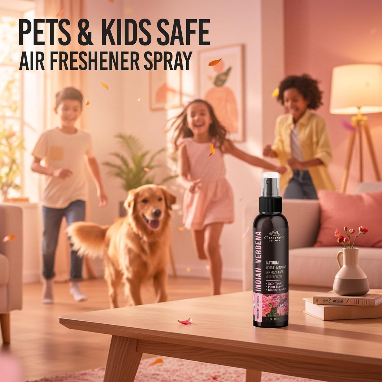 Non-Toxic Odor Eliminator, Natural Geranium & Lemongrass Air Freshener Spray for Home, Room, Closet & Couch Deodorizer, Long Lasting Bathroom & Toilet Freshener, Safe for Kids & Pets - 4 oz Pack of 1