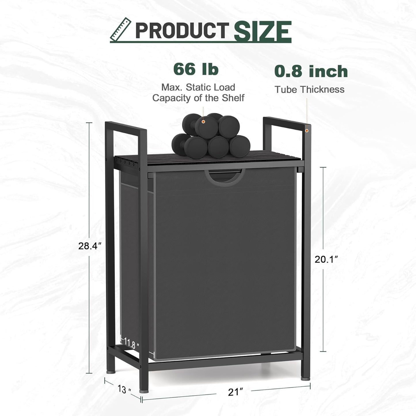 Laundry Sorter with Removable Bag, 16 Gallons Laundry Hamper with Adjustable Feet, Laundry Basket for Laundry Room, Bathroom and Bedroom(Grey and Charcoal Black)