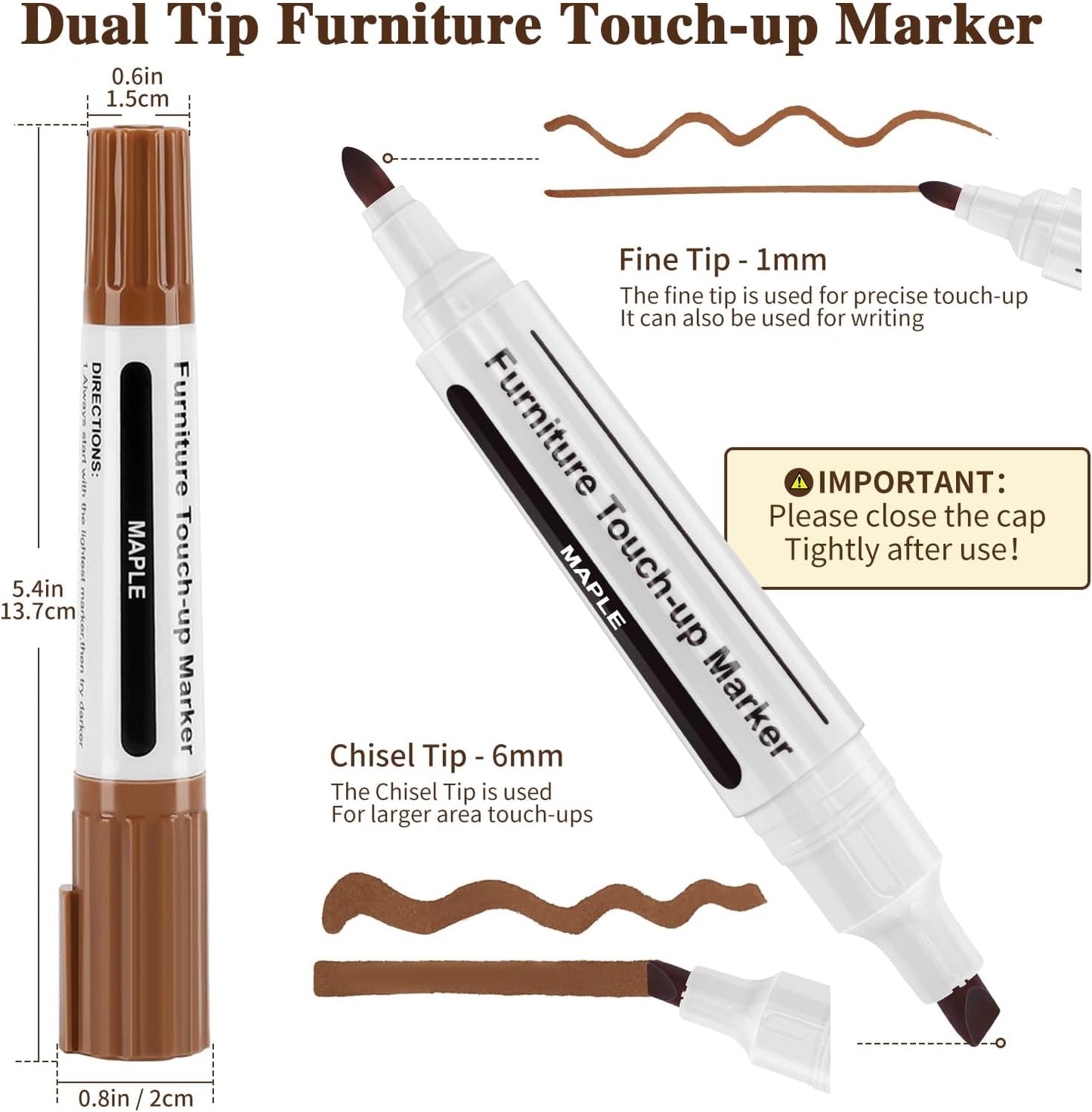 Dual Tip Furniture Markers Touch Up,Upgrade 13 Pcs Wood Markers Furniture Repair Kit,Touch Up Paint Pen and Wood Filler Putty Stick with Sharpener Kit,for Wood Stain Remover,Wood Floor Scratch Repair