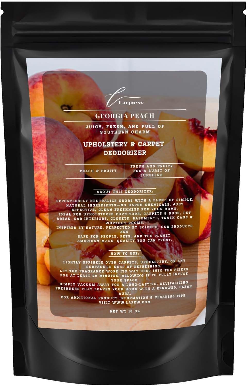 Georgia Peach Carpet Freshener Powder: Powerful Odor Eliminator for Home, Upholstery Deodorizer, Carpet Deodorizer, Pet Urine, Cat Litter Box - Georgia Peach Fragrance