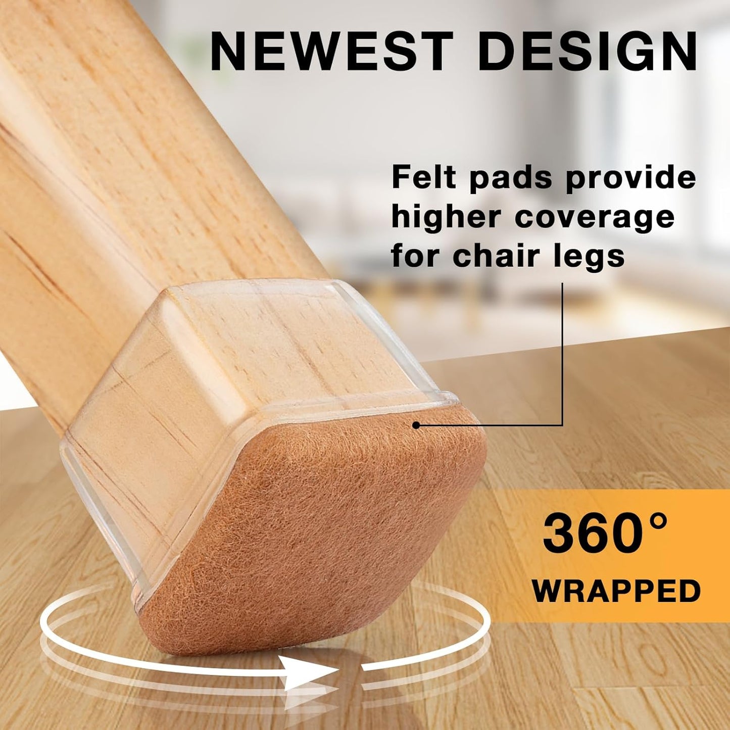 16 Pcs Extra Large Square Chair Leg Floor Protectors, Silicone Chair Leg Protectors for Hardwood Floors, High Elastic Chair Leg Caps, Protect Wooden Floors from Scratching (Fit: 1-2/5" - 1-4/5")