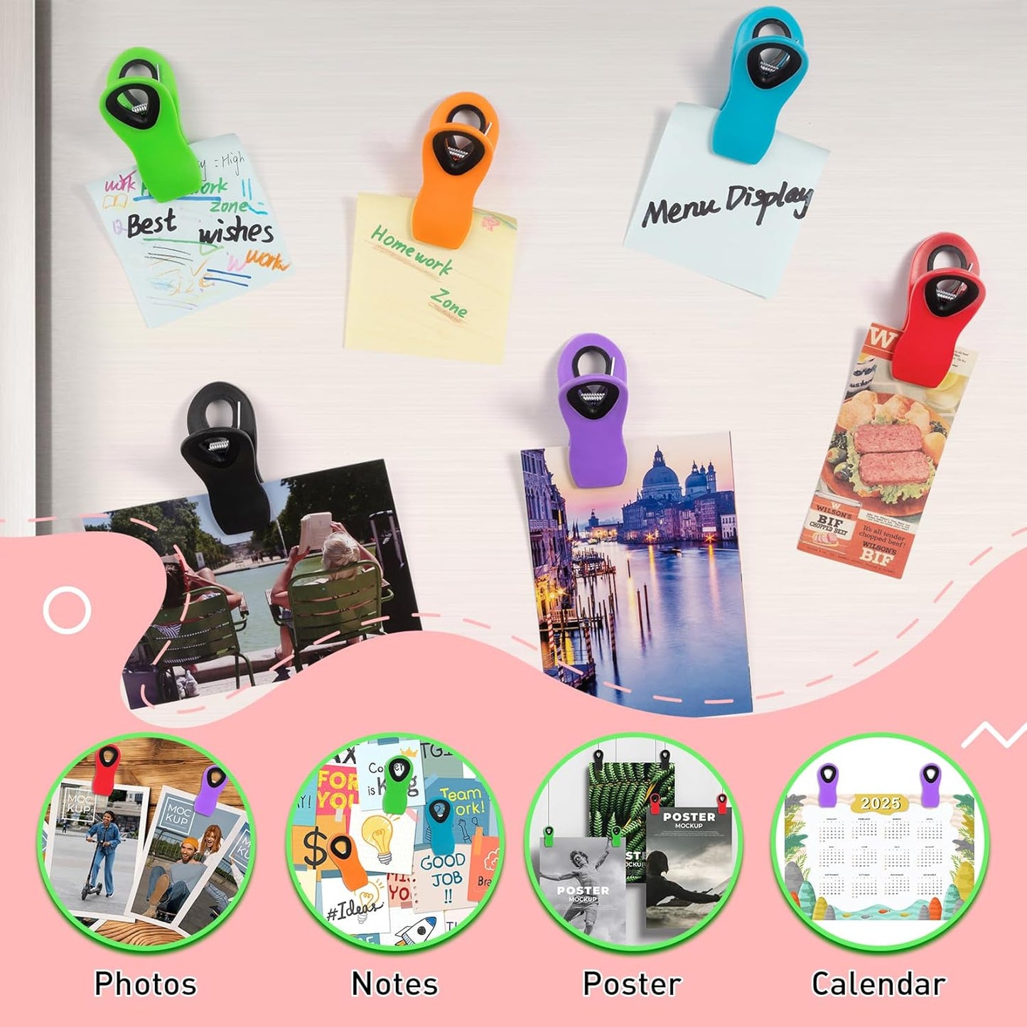 12 Pack Magnetic Chip Clips, Bread Clips Food Bag Clips with Airtight Seal for Chips, Kitchen Clips with Magnet for Fridge, Plastic Assorted Colors Bag Clips for Food Storage, Snack Organization