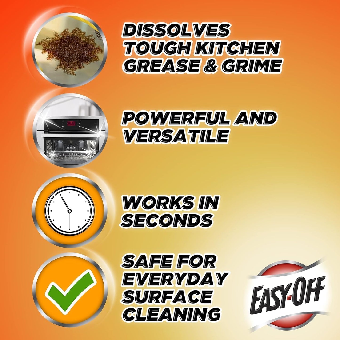 Easy-Off Specialty Kitchen Degreaser Cleaner, Clear, Lemon, 16 Fl Oz