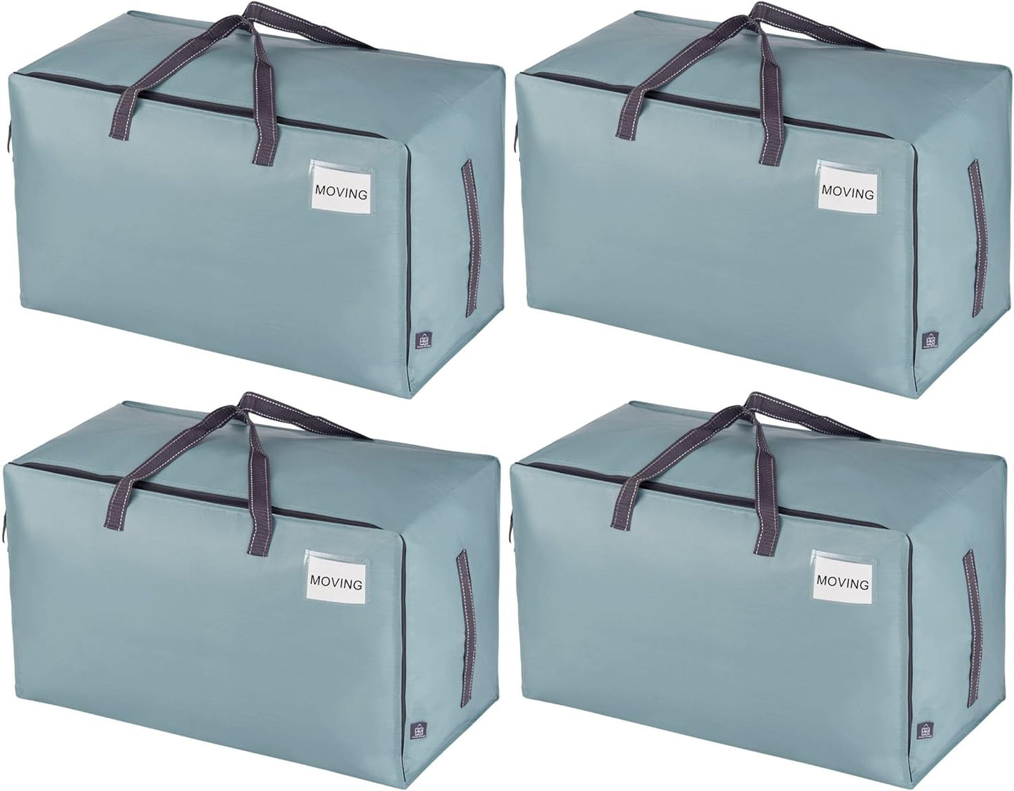 VENO 4 Pack Moving and Storage Bags, Heavy Duty, Alternative to Moving Boxes, Large Packing Totes Supplies for College Dorm Room with Zipper for Clothes, Wide Open Design (Light Blue Matte, 4 Pack)