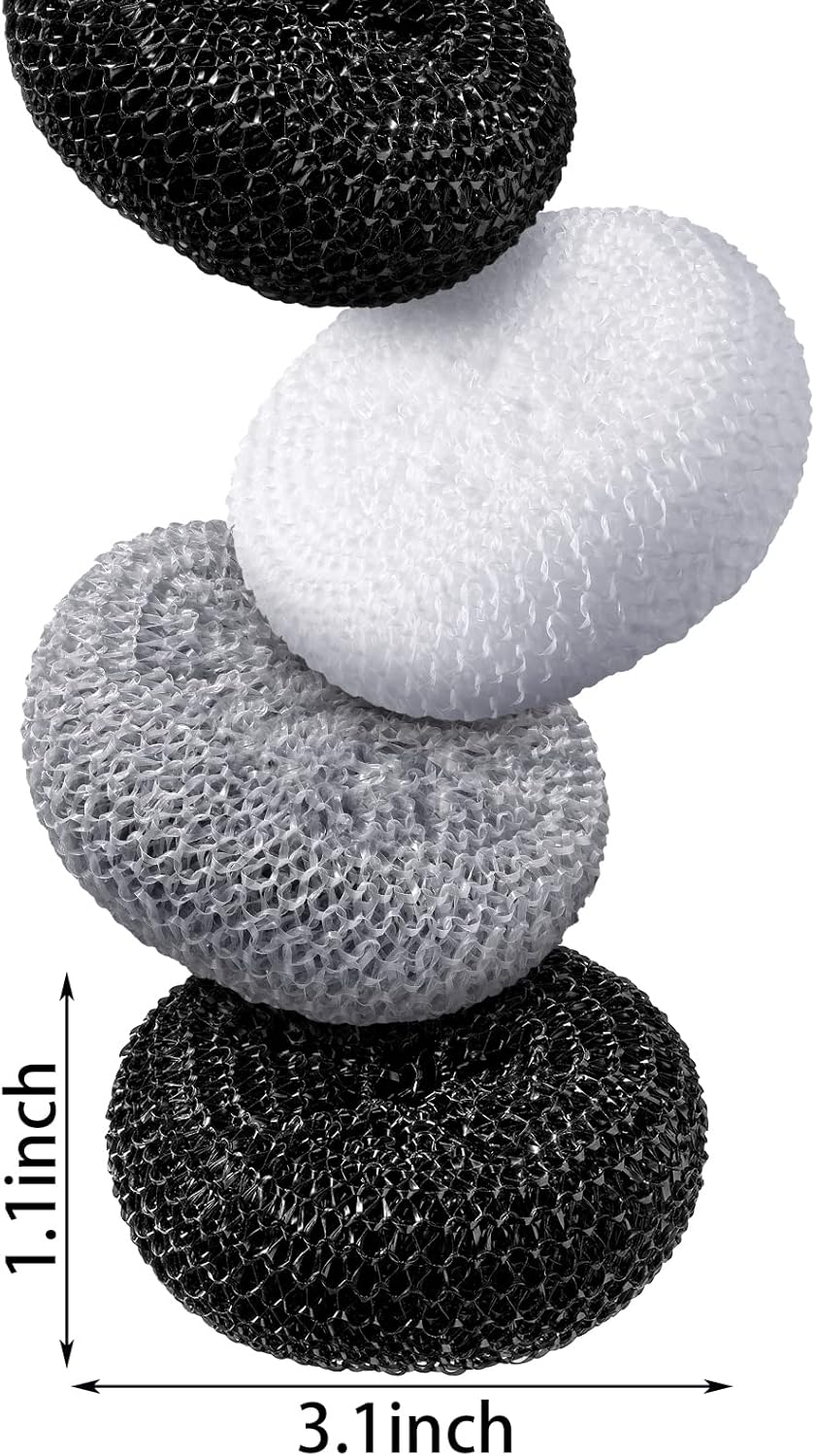 Blulu Plastic Dish Scrubbers for Dishes Pot Round Nylon Pad, Mesh Scouring Non Scratch Pads(Simple Colors,15 Pcs)