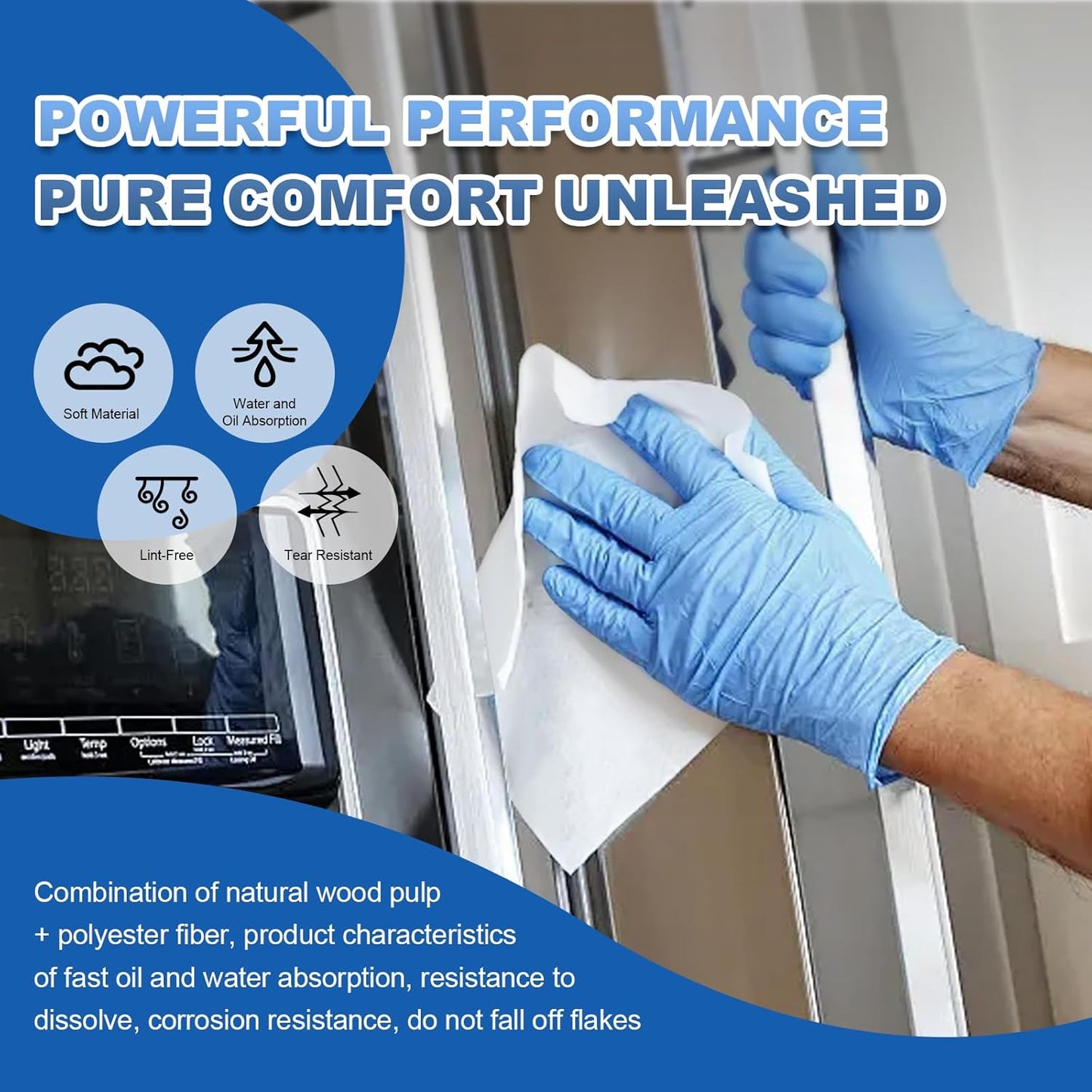 Cleanroom Wipes 9"x9" (300 Pcs, Cellulose/Polyester Blend, Grade A, 68GSM) Lint Free Wipes for Laboratory, Electronics, Pharmaceutical,Printing,Automotives and Semiconductor Industries