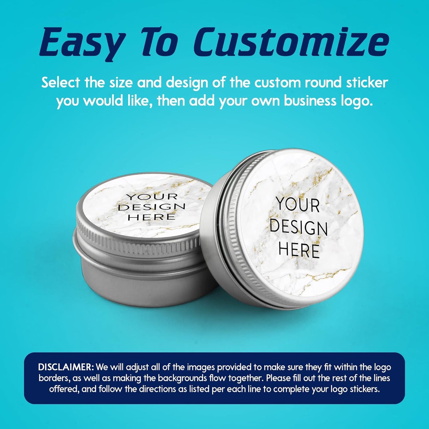 100 Custom Vinyl Stickers - Upload Your own Image, Text, Design, Logo - Personalized Logo Labels for Handmade, Packaging, Bottle, Jars, Candle, Brand Stickers (Gold Marble, 3x3)