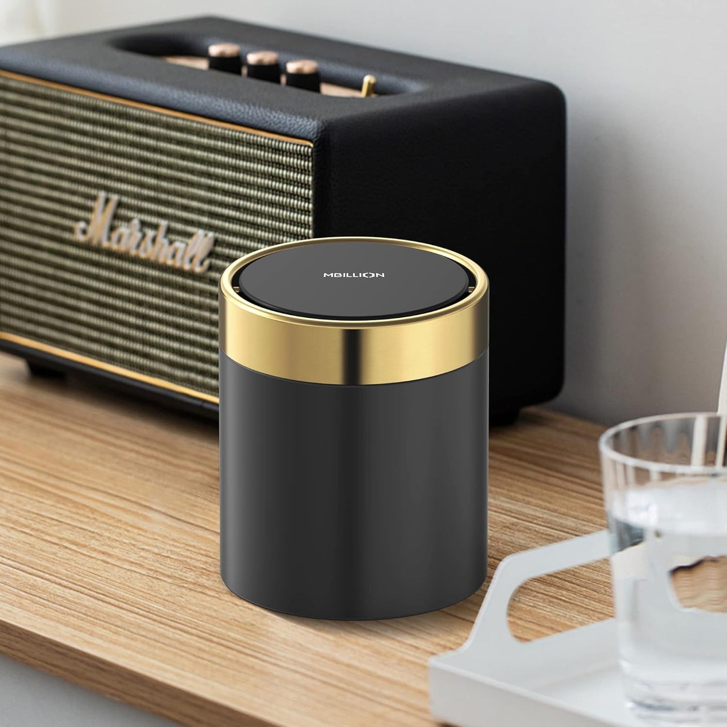 Mini Trash Can with Lid, Desktop Small Trash Can Recycling Bin Cute Metal Garbage Can for Tabletop Countertop Use,Stainless Steel 0.4Gal/1.5L Waste Bin for Office Parlor Car Bedroom,Swing Lid Open