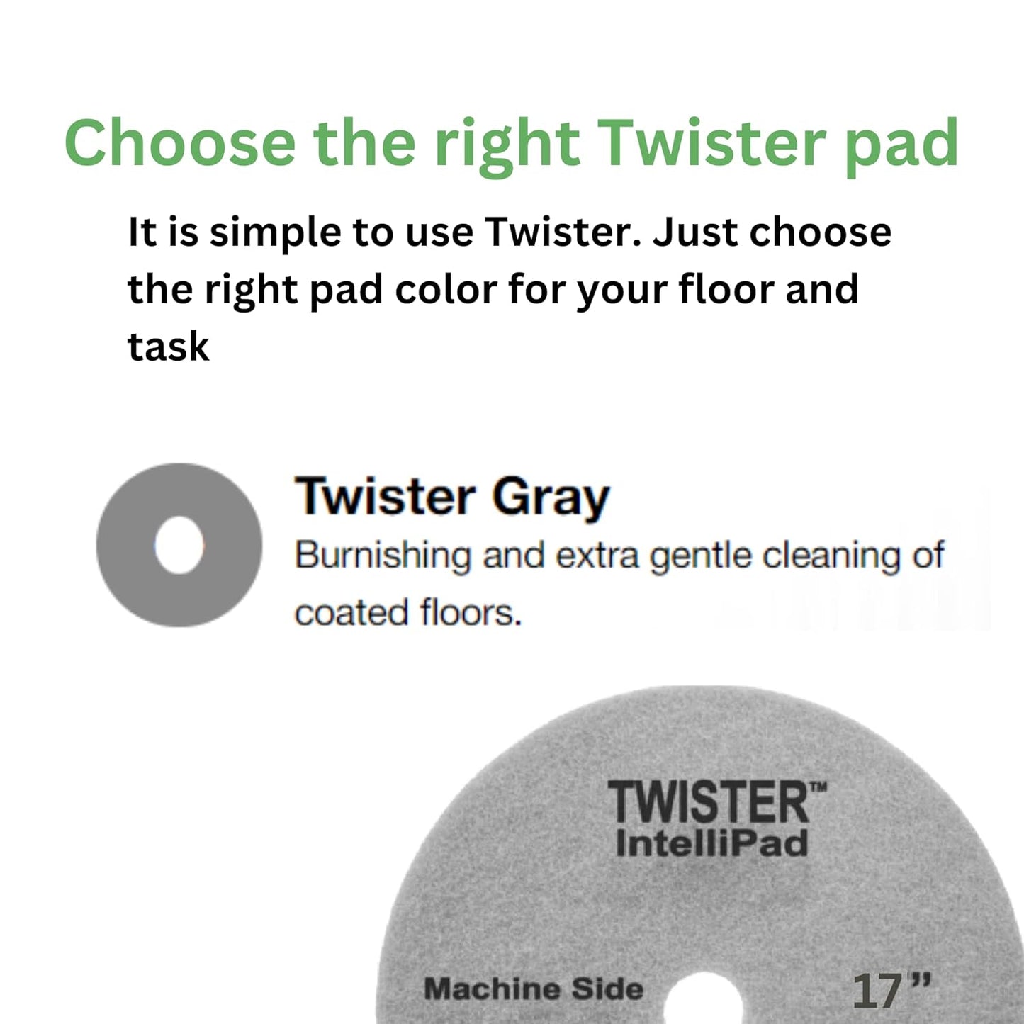 Diversey DD800352 TASKI Twister Intellipad Diamond Coated Floor Machine Cleaning Pad, Made in USA, Burnish to High Super Gloss Finish, Grey/Brown, 17-inch (Pack of 2)