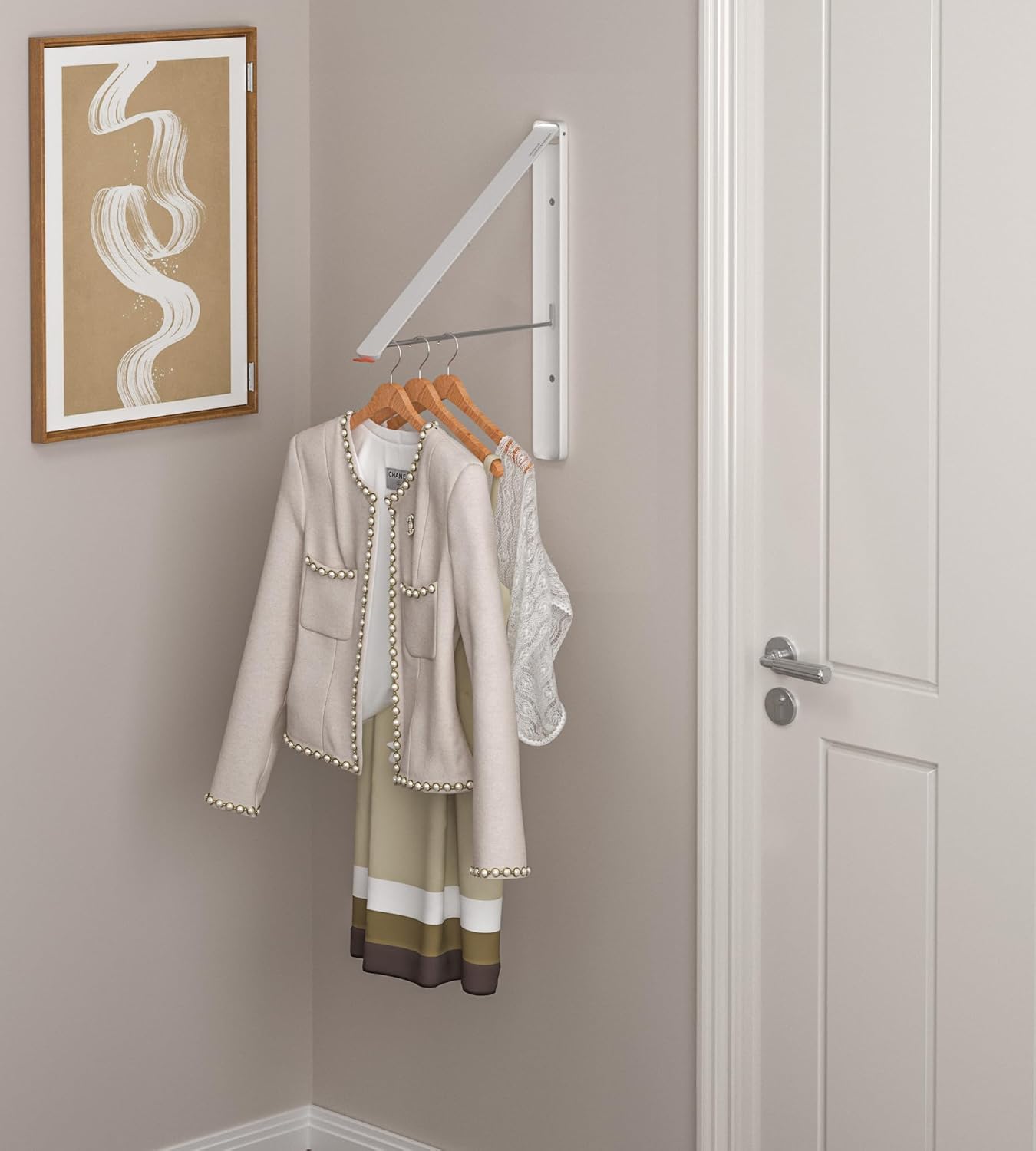 Dr.DJ Clothes Drying Rack, Wall-Mounted Retractable & Foldable Clothes Hanger for Laundry Room Organization and Storage, Clothes Hanger Rack for Dorm, Closet, Balcony(1 Pack, White)