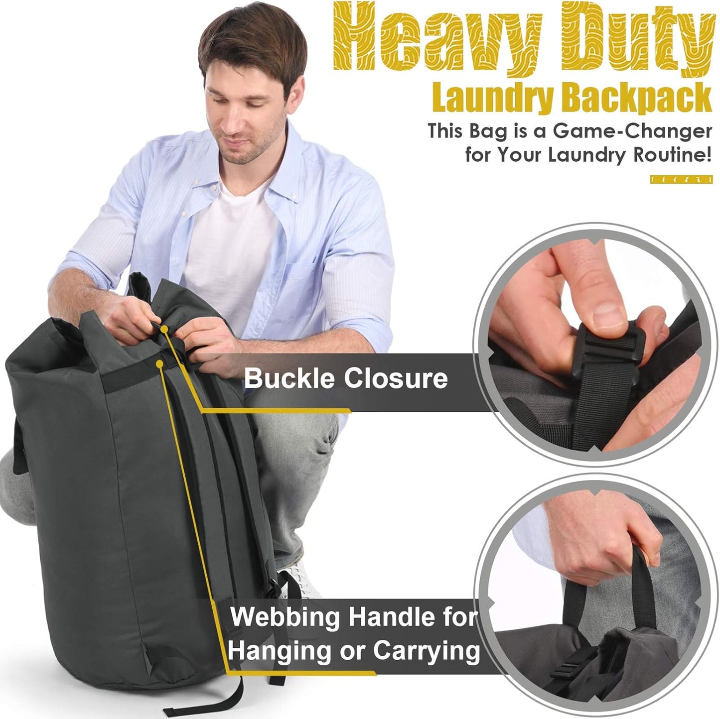 Laundry Backpack Bag, 115L Extra Large Laundry Bags with straps, Heavy Duty Laundry Bag Backpack, Portable Dirty Clothes Bag for College Dorm, Apartment, Laundromat, College Laundry Bag