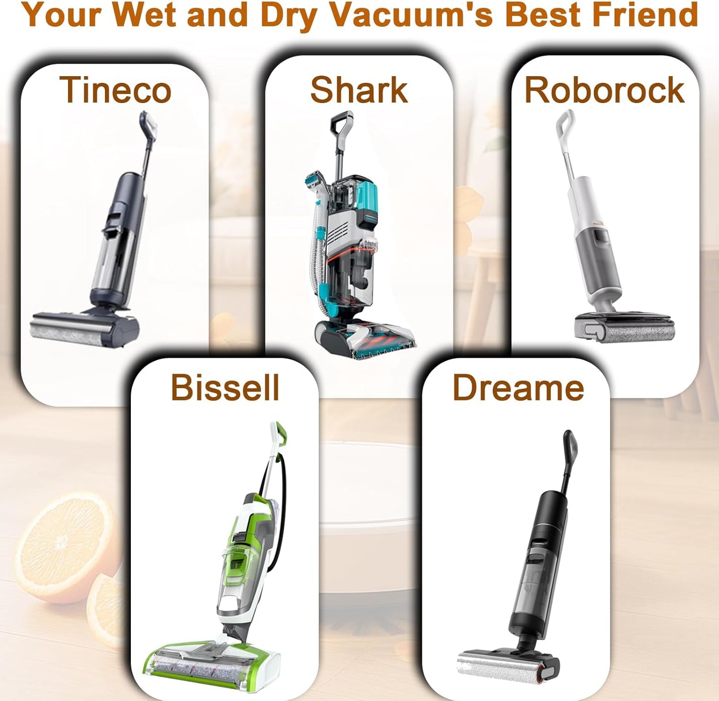 Concentrate Floor Cleaner Solution for Robot Vacuums, Wet Dry Vacuum Cleaner and Steam Mops Compatible with Tineco, Bissell, Dreame, Roborock etc, 29.76 fl oz Makes 46.5 Gallon Solution (Orange)