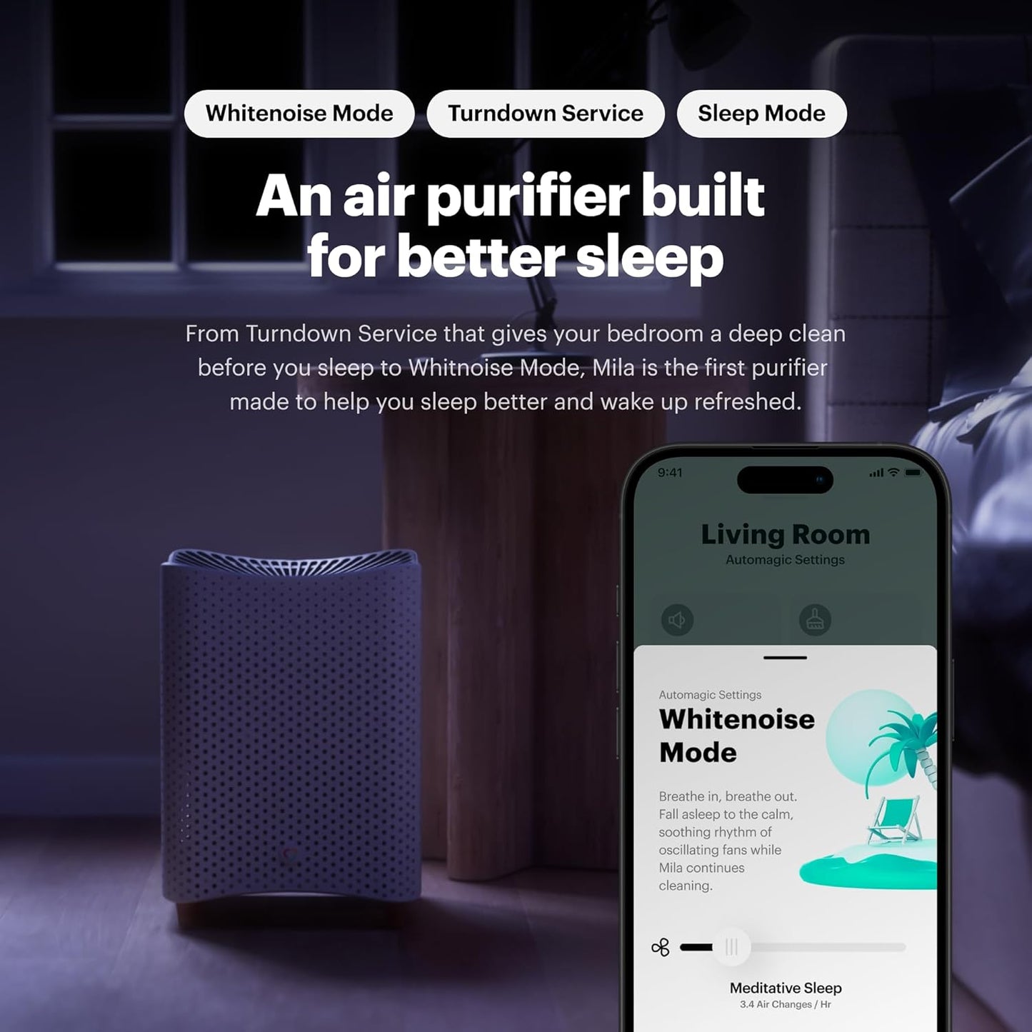 Mila Air 3 Smart Home Air Purifier with Critter Cuddler H13 HEPA & Carbon Replacement Filter, Reduces Pet Odors, Removes Dust & Pet Dander, Ideal for Large Room or Bedroom, Quiet-Mode