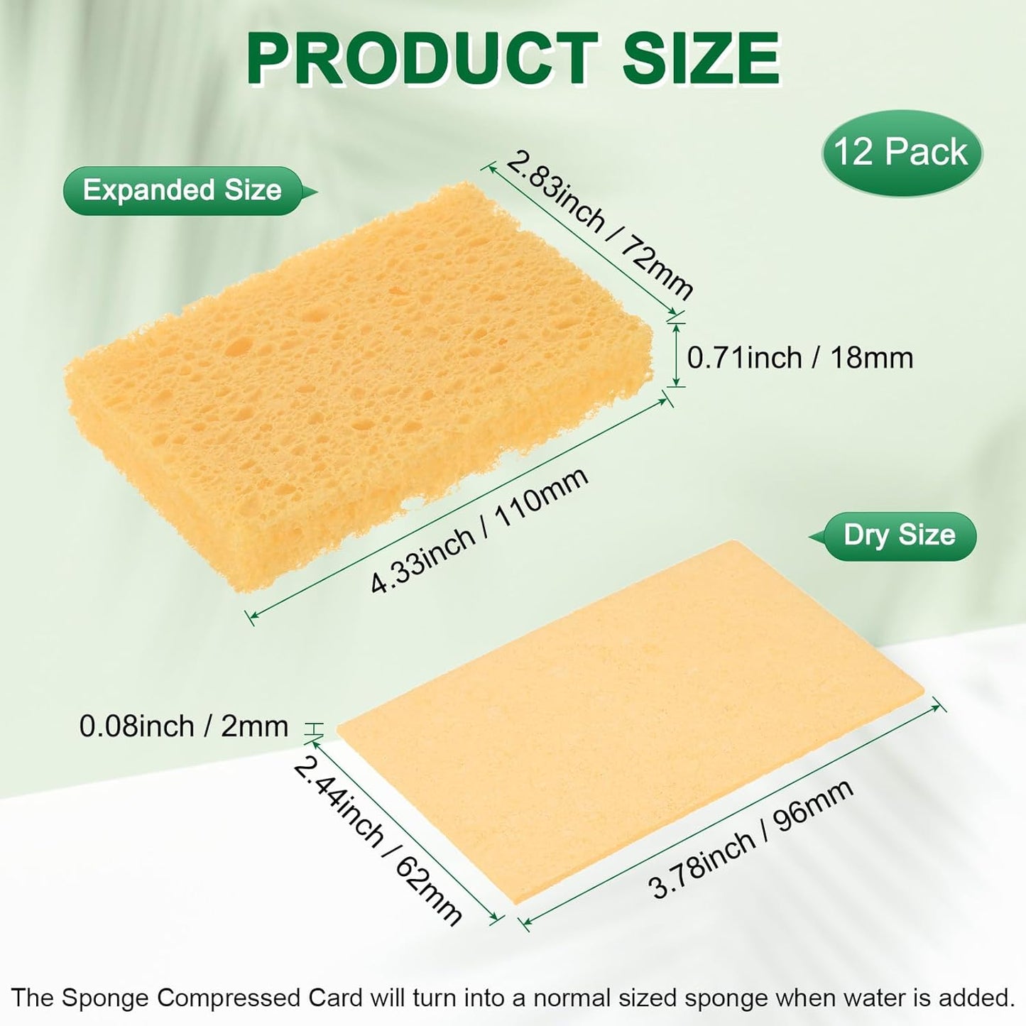12-Pack Kitchen Sponges, Condense Eco Cellulose Non-Scratch Scrub Heavy Sponge for Kitchen/Household/Bathroom, Clean Tough Messes Dish Scrubber [Beige]