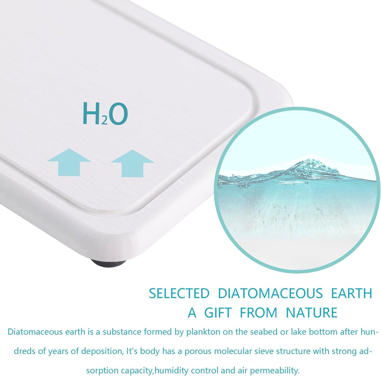 2 Pcs Water Absorbing Stone Trays, Kitchen/Bathroom Sink Soap Dish, Diatomite Tray Used for Hand Soap & Cosmetic Bottles in The Modern Home, 4" W x 8.3" L, White