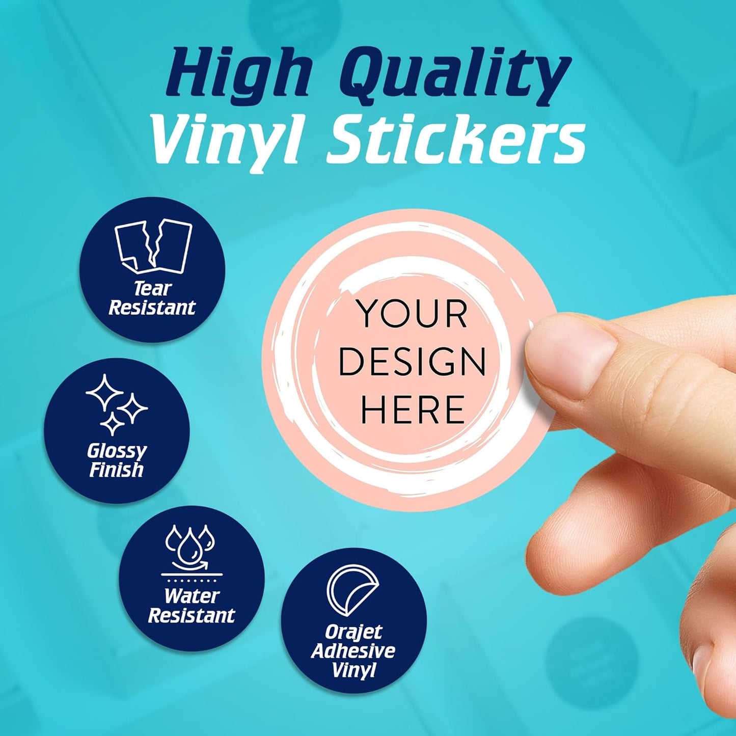 100 Custom Vinyl Stickers - Upload Your own Image, Text, Design, Logo - Personalized Logo Labels for Handmade, Packaging, Bottle, Jars, Candle, Brand Stickers (Peach, 2x2)