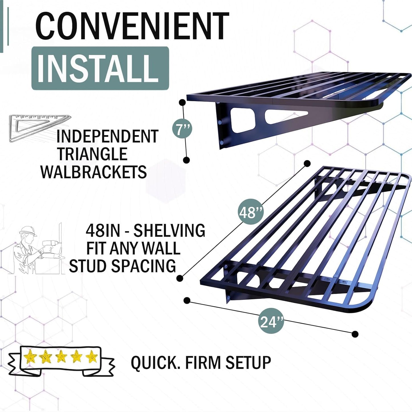 2-Pack 2x4ft Garage Wall Shelving, 2 Shelf Total 8 ft(L) Garage Wall Storage, Heavy-Duty Storage Shelves, Perfect for Holding Storage Bins, Boxes, Sporting Goods, Tools, and More. Space-Saving