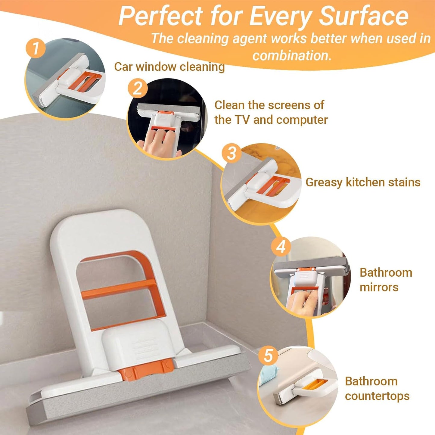 Foldable Mini Desktop Mop – Portable Handheld Duster & Cleaner for Desk, Bathroom, Glass | Reusable Microfiber Pad, Lightweight & Compact for Travel, Office, Home