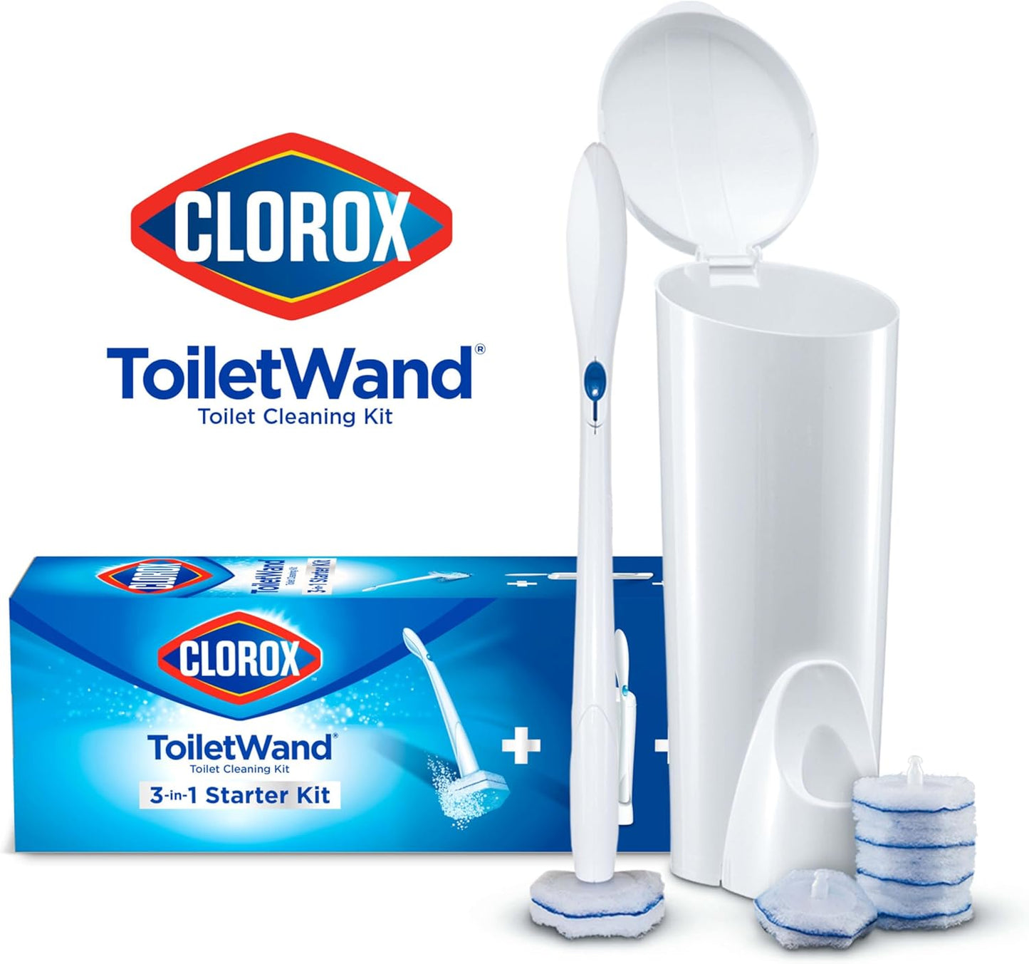 CLOROX Original Toilet Cleaning System, ToiletWand, Storage Caddy, 6 Refill Heads, Dorm Room Essentials