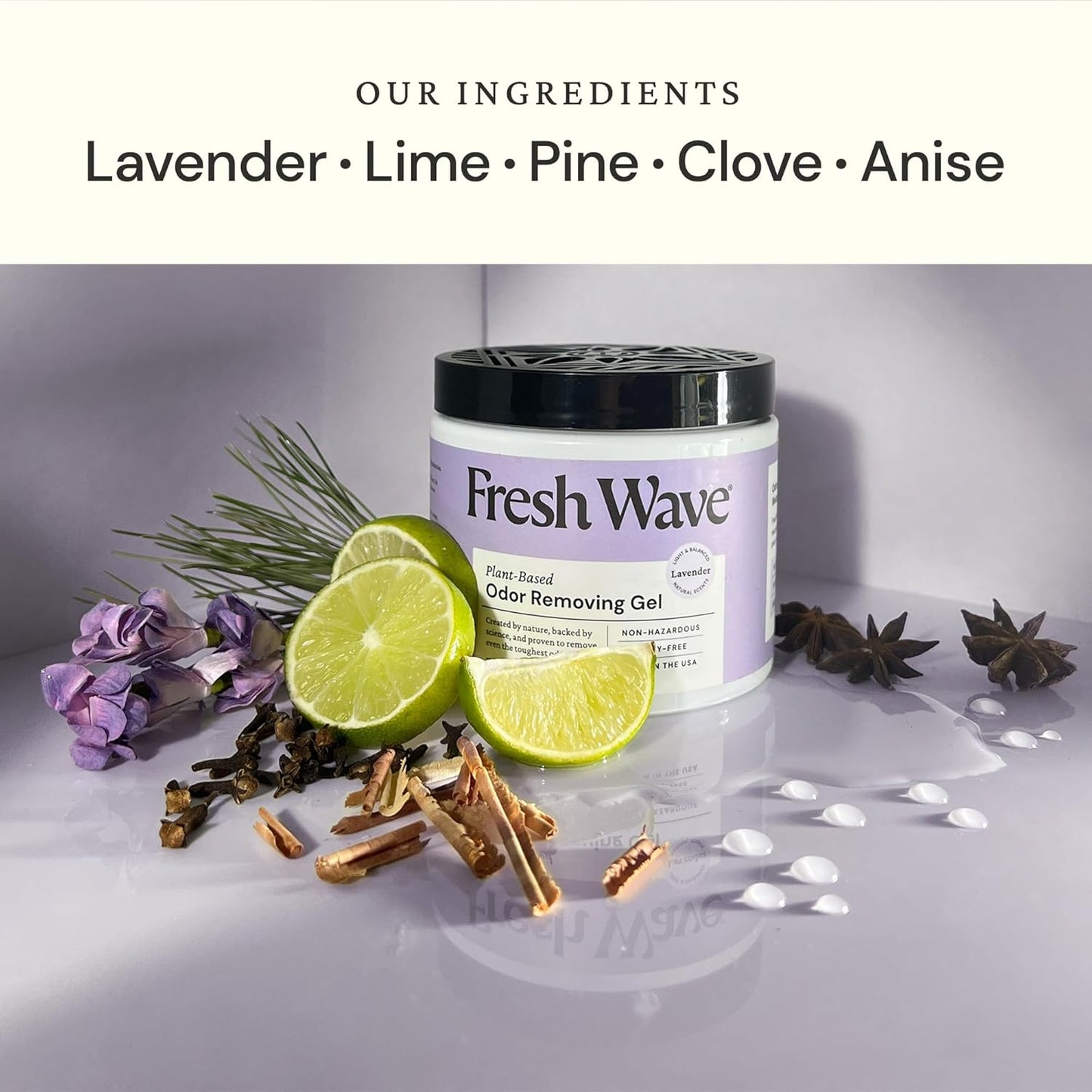 Fresh Wave Lavender Odor Removing Gel, 15 oz. | Odor Absorbers for Home | Safer Odor Relief | Natural Plant-Based Odor Eliminator | Every 15 oz. Lasts 30-60 Days | for Cooking, Trash & Pets