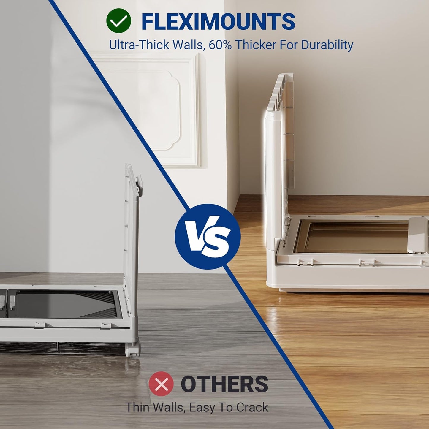 FLEXIMOUNTS 150 QT Stackable Storage Bins With Lids, Collapsible Plastic Storage Bins, Closet Organizers and Storage Containers with Doors and Built-in Wheels For Home, 4 Pack Cubes, Milky White