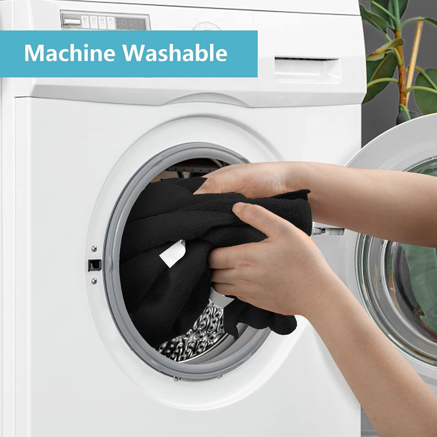 HOMEXCEL Black Microfiber Cleaning Cloth, 50 Pack Cleaning Towels for Kitchen, Lint Free, Scratch-Free, Highly Absorbent, and Reusable Cleaning Rags for House, Window and Glass, Cars, 11.5 X11.5 inch