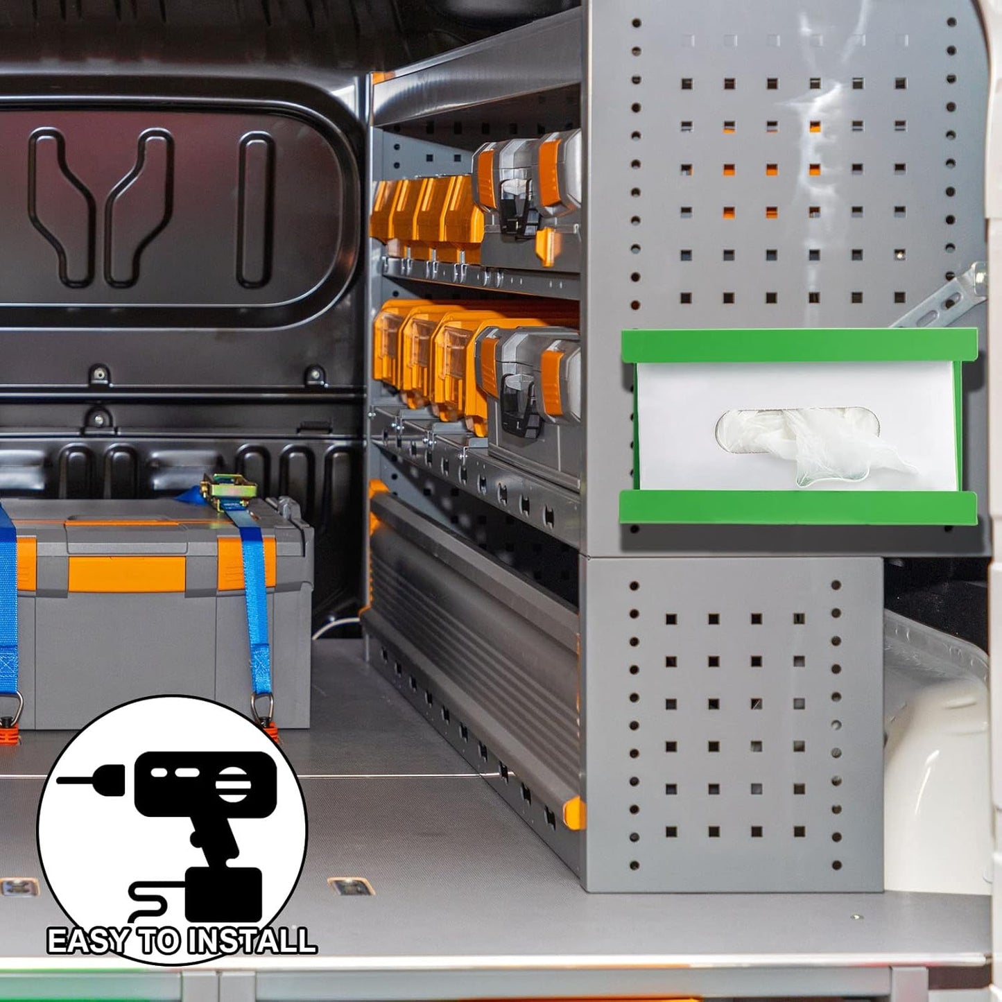 Lounsweer 2 Pcs Magnetic Glove Dispenser Holders Wall Mount Boxes of Gloves Commercial Quality Towels Wipes Paper Tissue Box Holder Kitchen Fridge Office Workshops Garage Tool Hospital(Green)