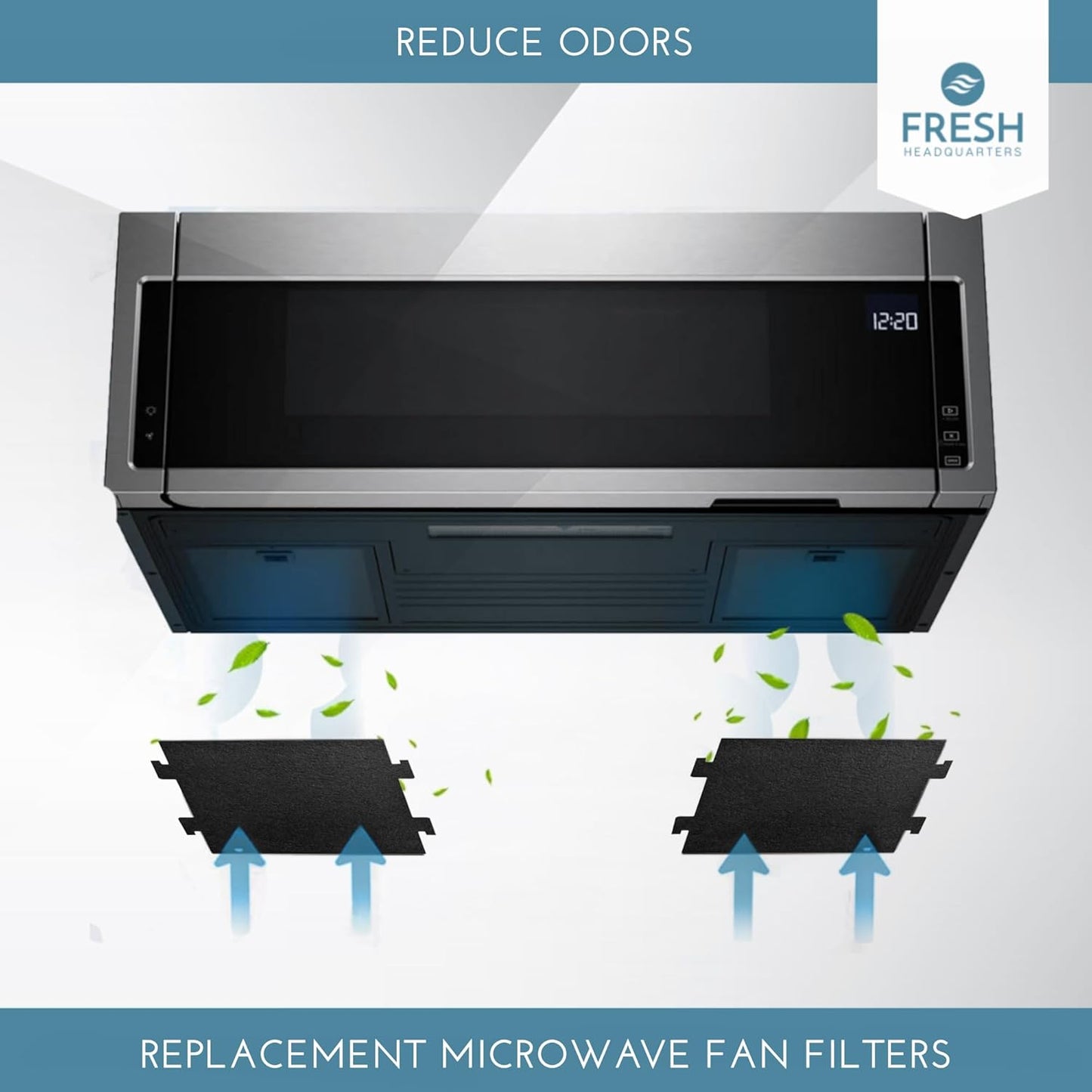 2-Pack Notched Activated Carbon Charcoal Microwave Hood Filters - 9.75" x 7.25" Microwave Hood Filters - Compatible with Whirlpool OTR Models and KitchenAid Models, Made in USA